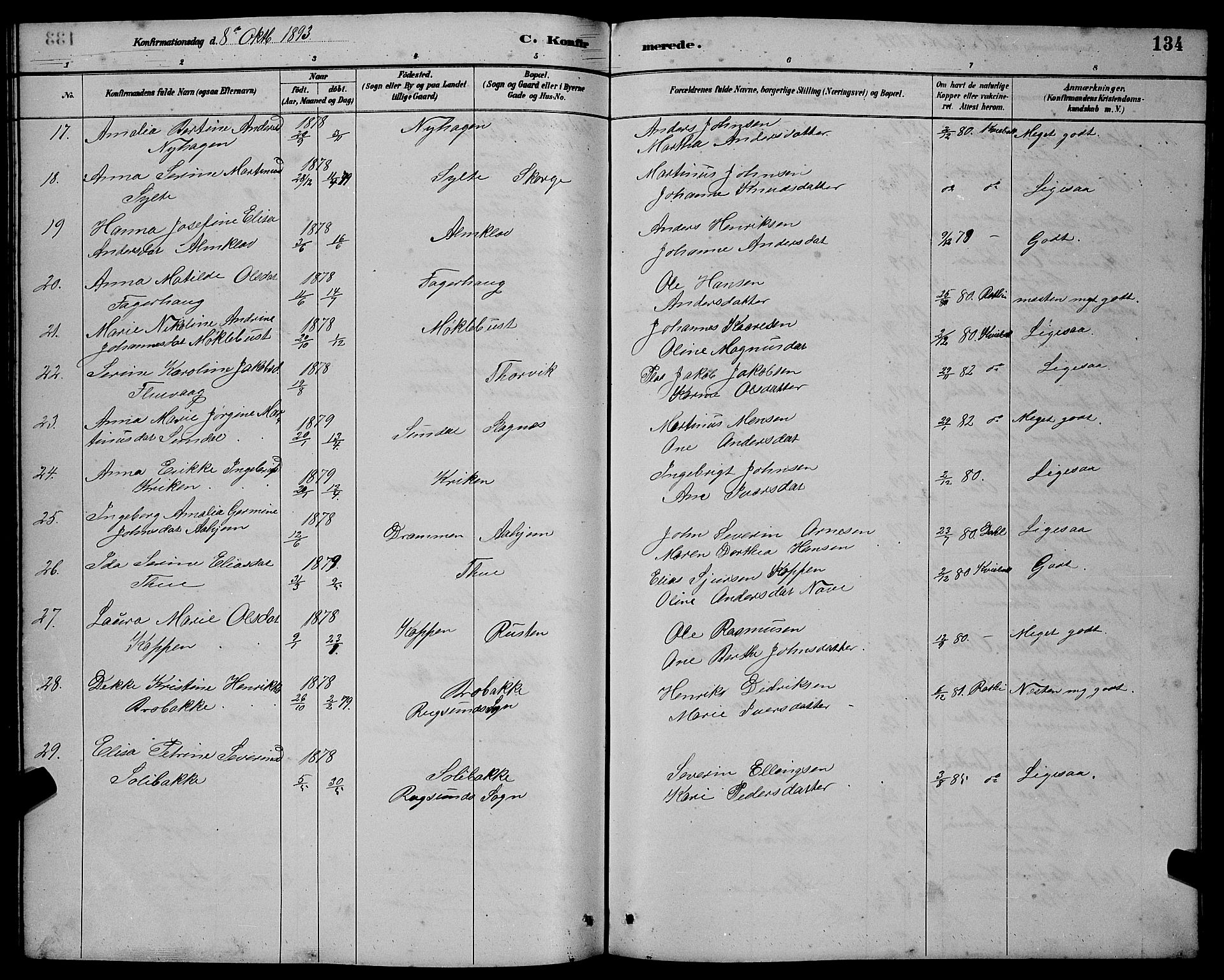 Ministerialprotokoller, klokkerbøker og fødselsregistre - Møre og Romsdal, AV/SAT-A-1454/501/L0017: Klokkerbok nr. 501C03, 1885-1901, s. 134