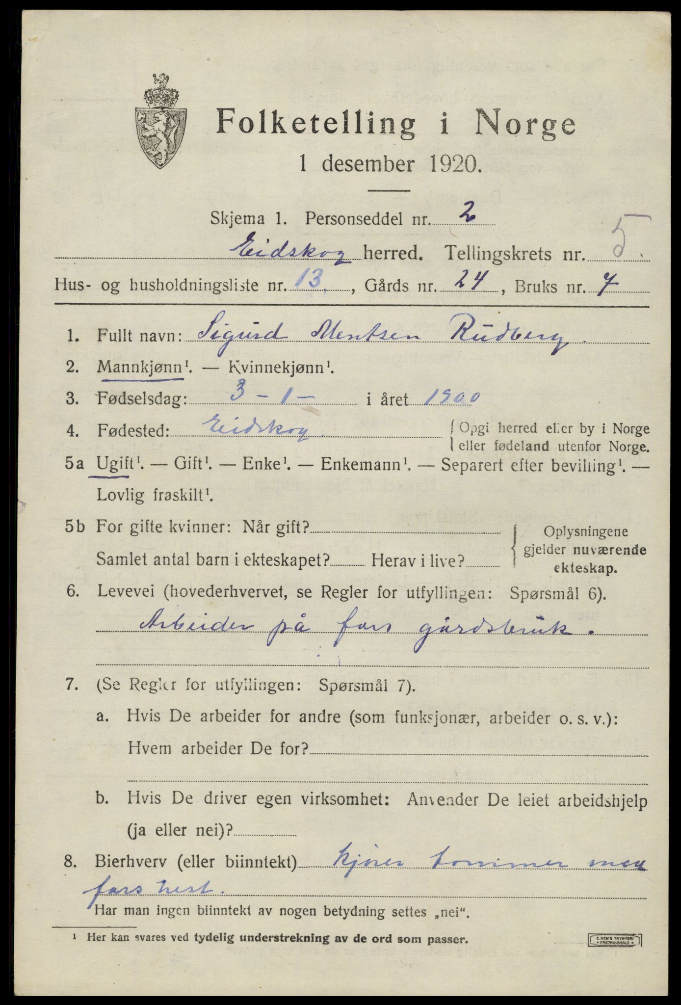 SAH, Folketelling 1920 for 0420 Eidskog herred, 1920, s. 5907