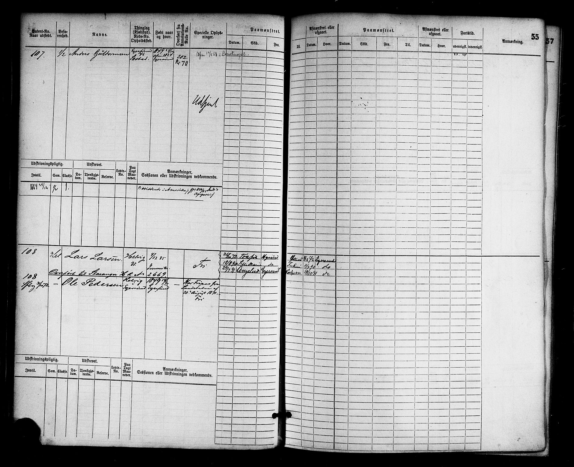 Egersund mønstringskrets, AV/SAK-2031-0019/F/Fb/L0001: Hovedrulle nr 1-666, O-3, 1868-1920, s. 57