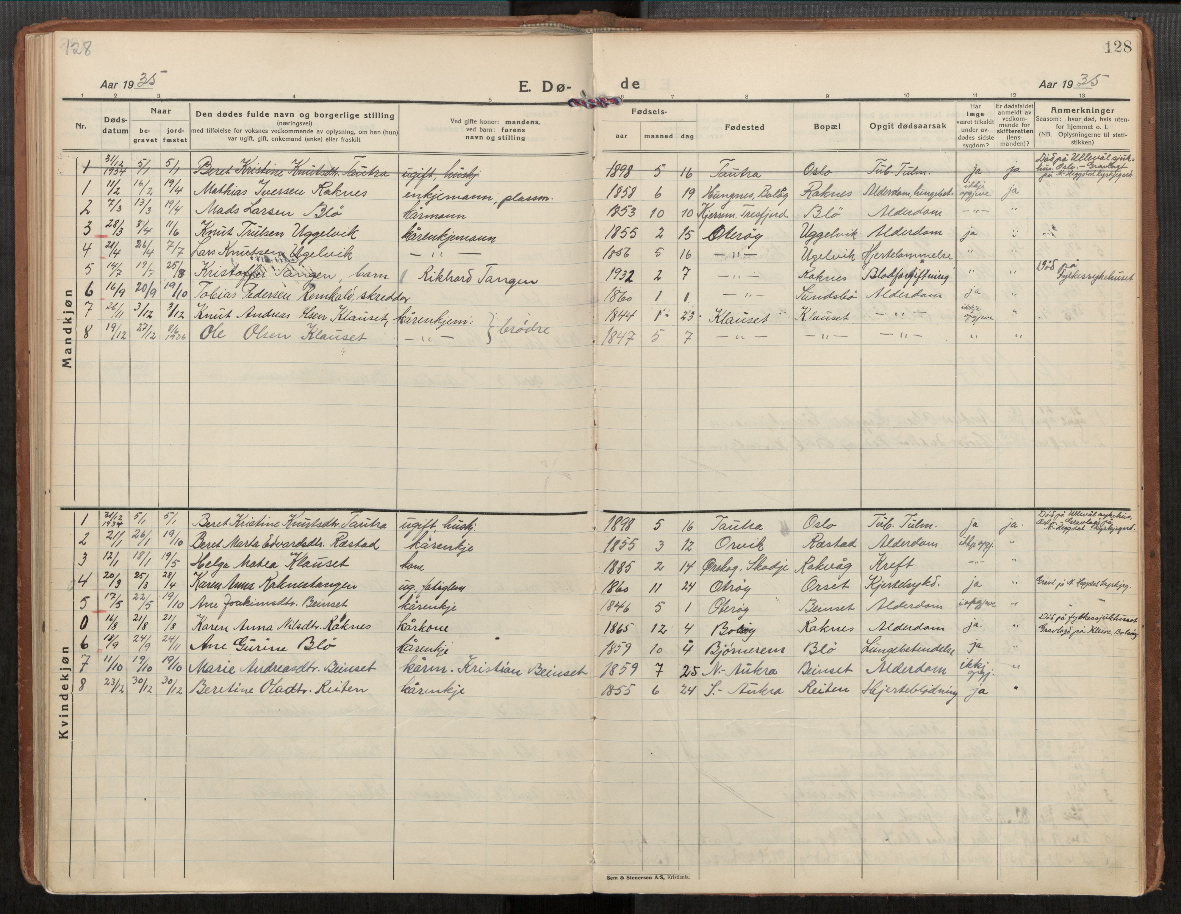 Ministerialprotokoller, klokkerbøker og fødselsregistre - Møre og Romsdal, AV/SAT-A-1454/563/L0741: Ministerialbok nr. 563A03, 1924-1945, s. 128