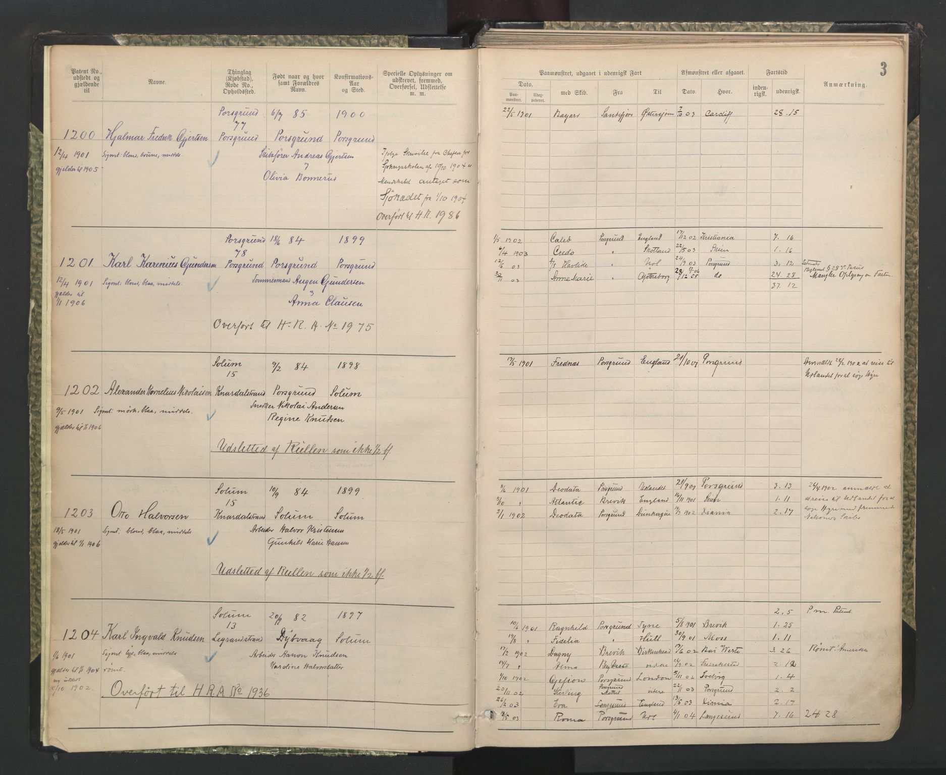 Porsgrunn innrulleringskontor, AV/SAKO-A-829/F/Fb/L0008: Annotasjonsrulle, 1901-1949, s. 3