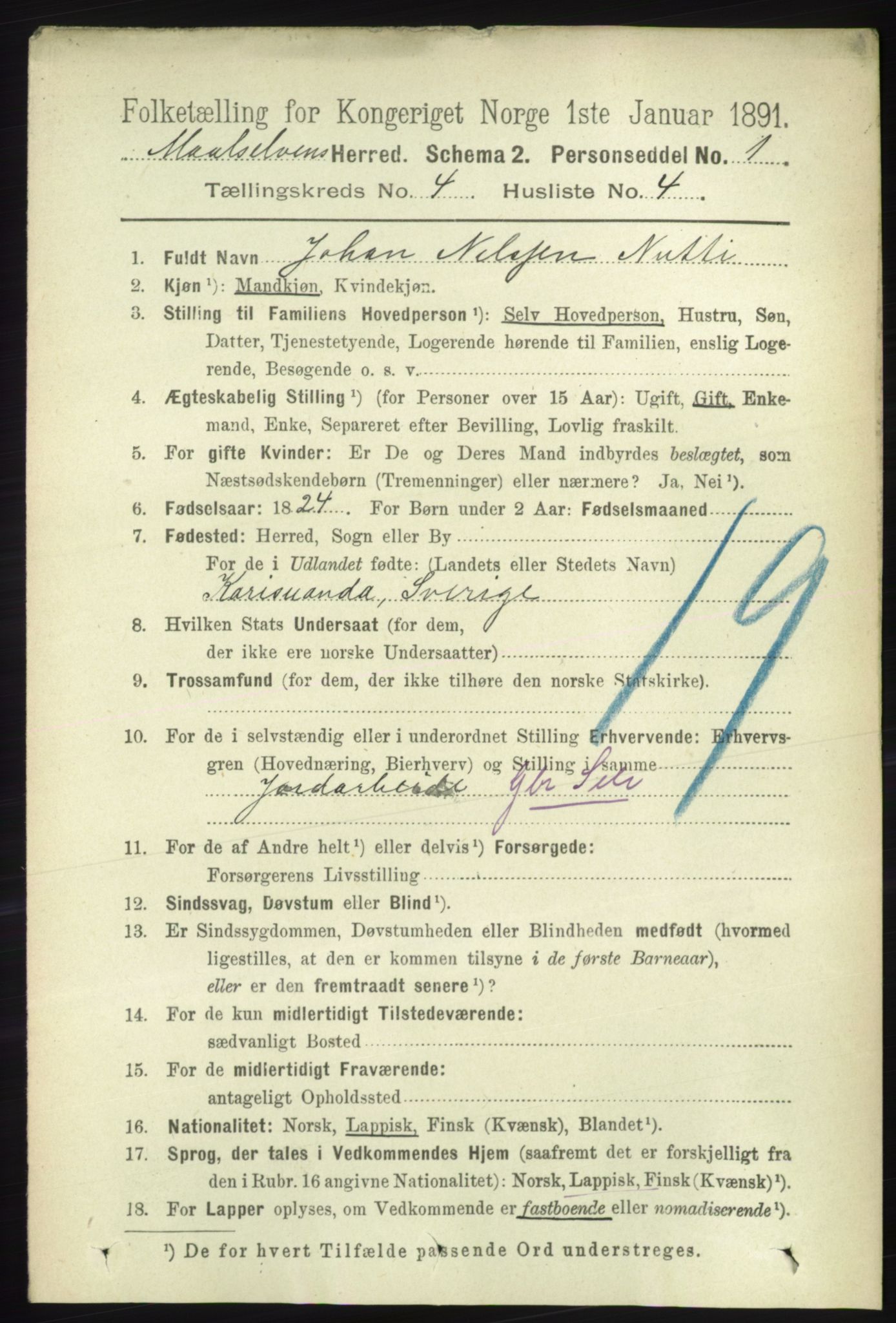RA, Folketelling 1891 for 1924 Målselv herred, 1891, s. 1103