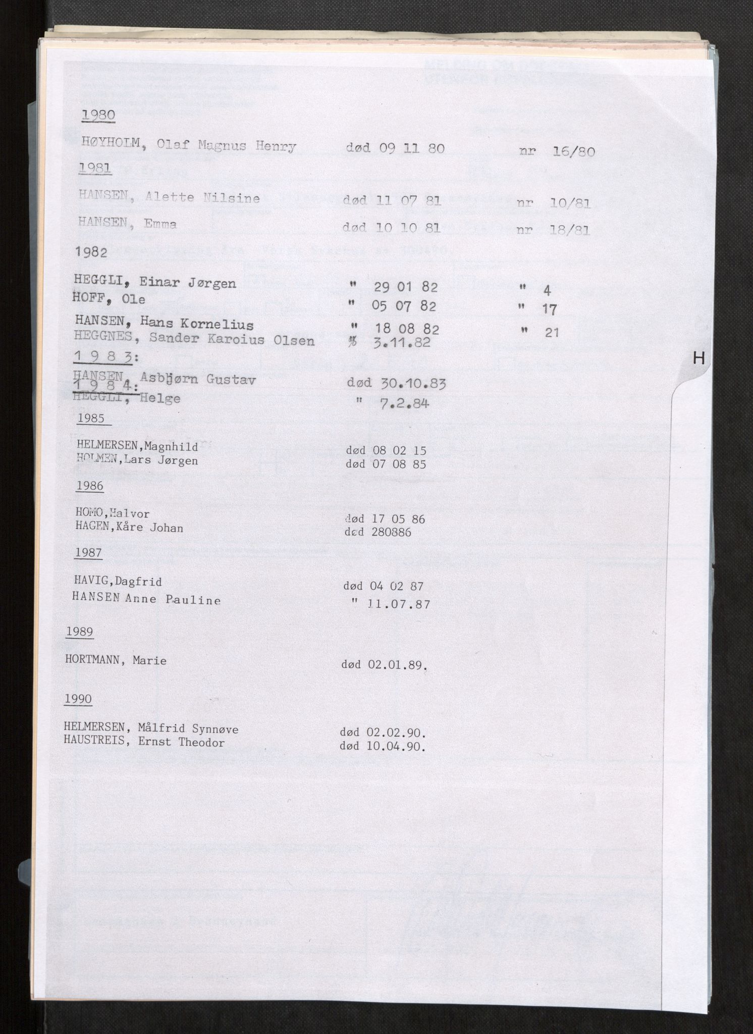 Vefsn lensmannskontor, SAT/A-5714/4/Gh/L0001: Dødsfallprotokoll, 1973-1990, s. 304