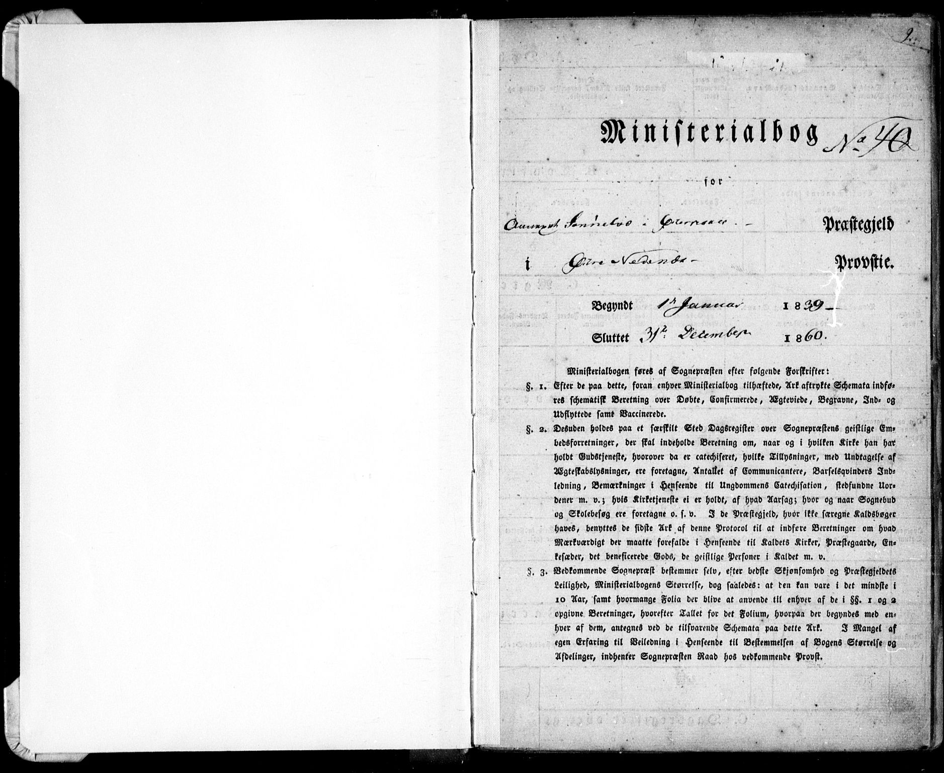 Søndeled sokneprestkontor, SAK/1111-0038/F/Fa/L0002: Ministerialbok nr. A 2, 1839-1860, s. 1