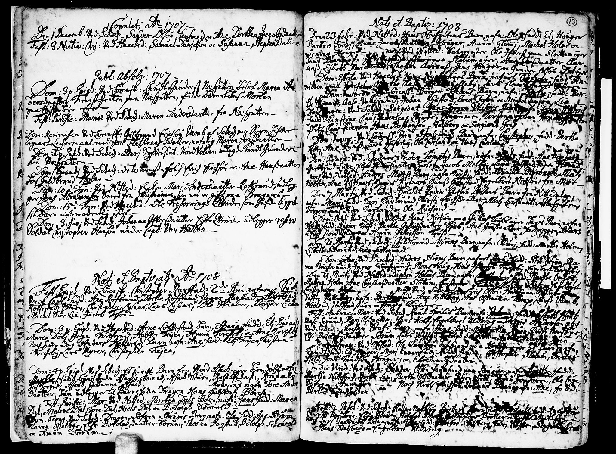 Skedsmo prestekontor Kirkebøker, SAO/A-10033a/F/Fa/L0001: Ministerialbok nr. I 1, 1706-1715, s. 13