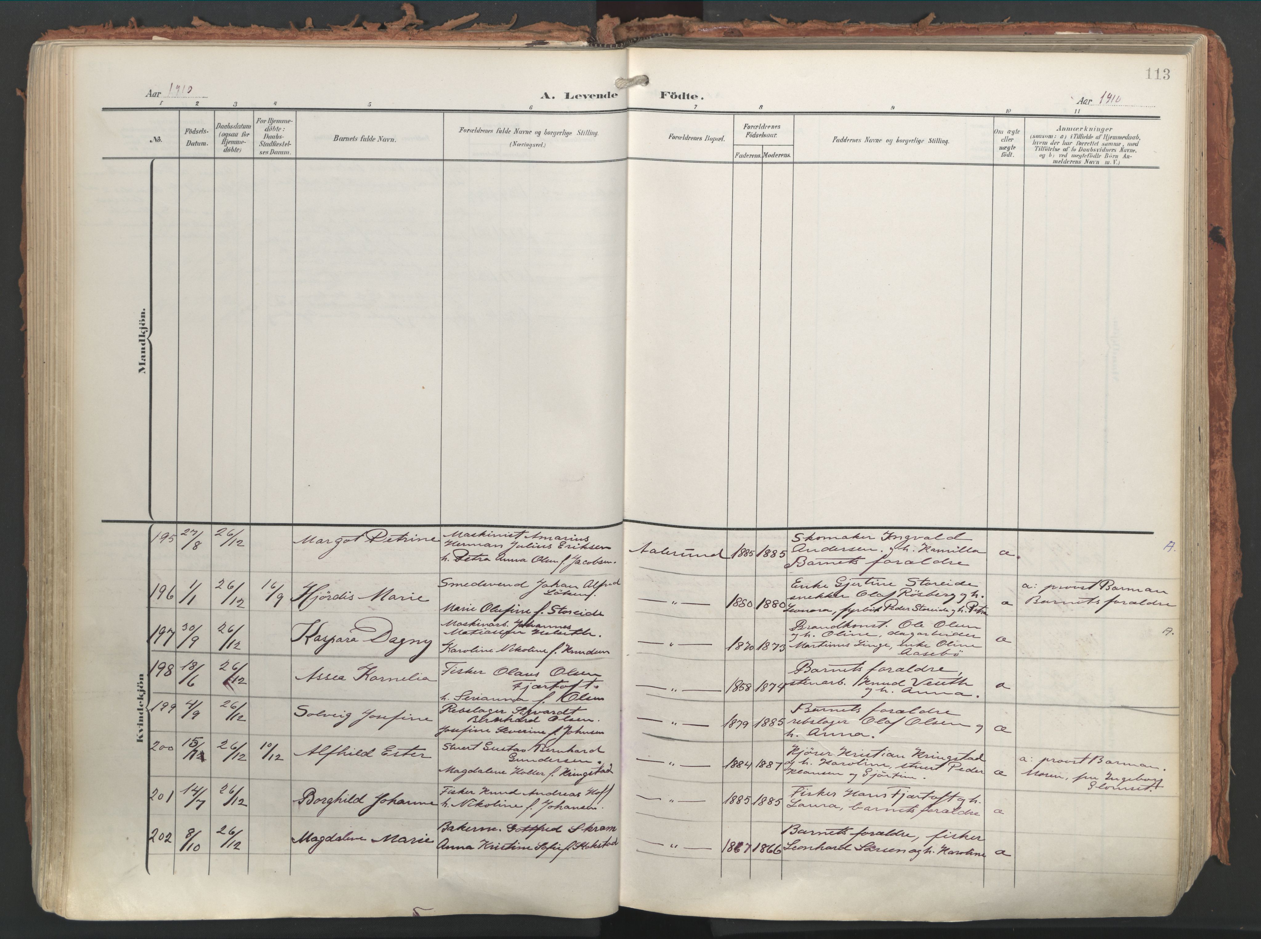 Ministerialprotokoller, klokkerbøker og fødselsregistre - Møre og Romsdal, AV/SAT-A-1454/529/L0460: Ministerialbok nr. 529A10, 1906-1917, s. 113