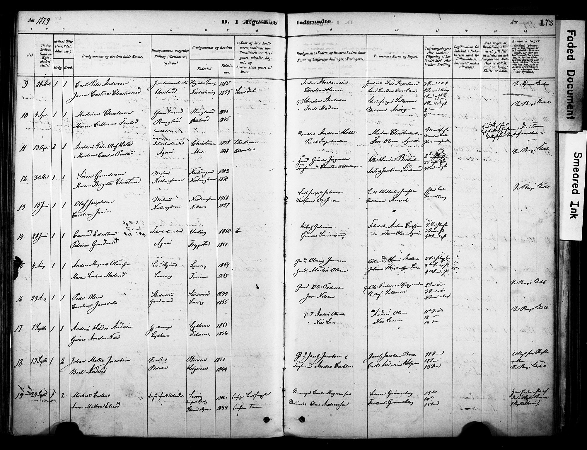 Brunlanes kirkebøker, AV/SAKO-A-342/F/Fc/L0001: Ministerialbok nr. III 1, 1878-1899, s. 173