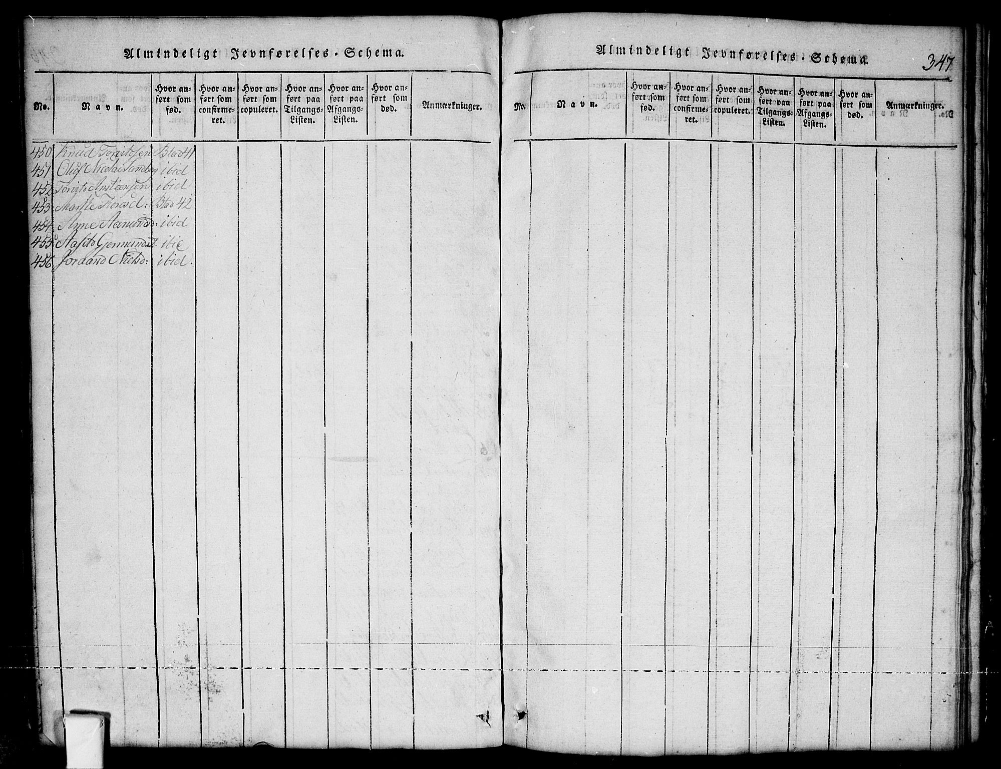 Nissedal kirkebøker, SAKO/A-288/G/Ga/L0001: Klokkerbok nr. I 1, 1814-1860, s. 347