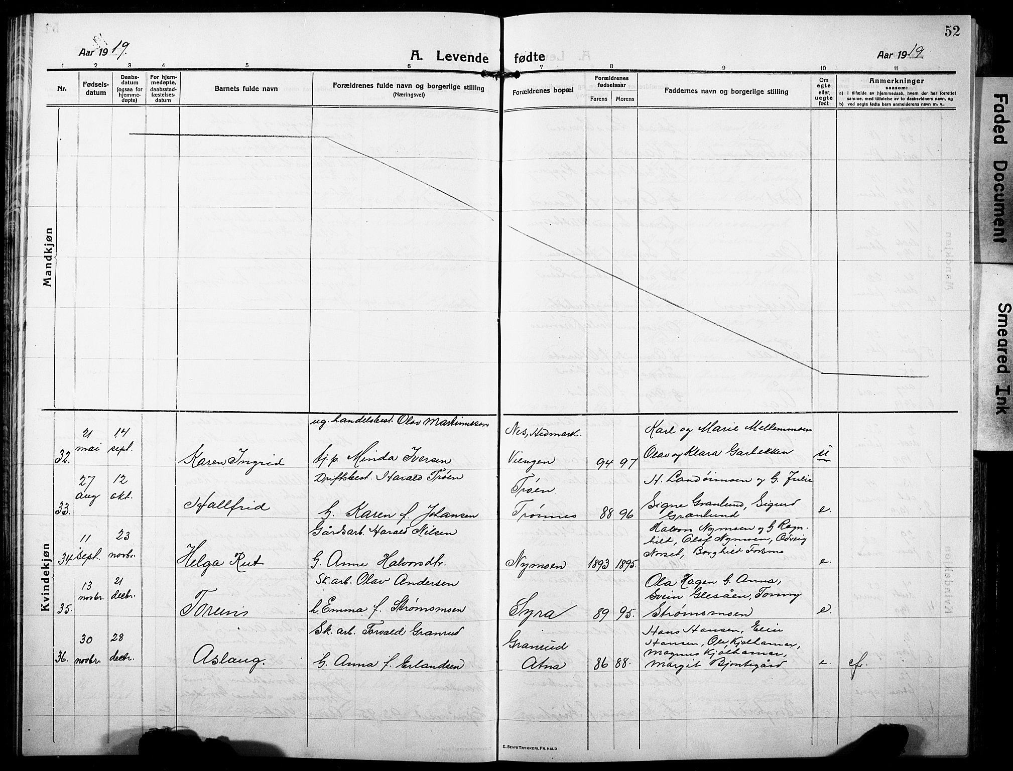 Stor-Elvdal prestekontor, AV/SAH-PREST-052/H/Ha/Hab/L0005: Klokkerbok nr. 5, 1913-1932, s. 52