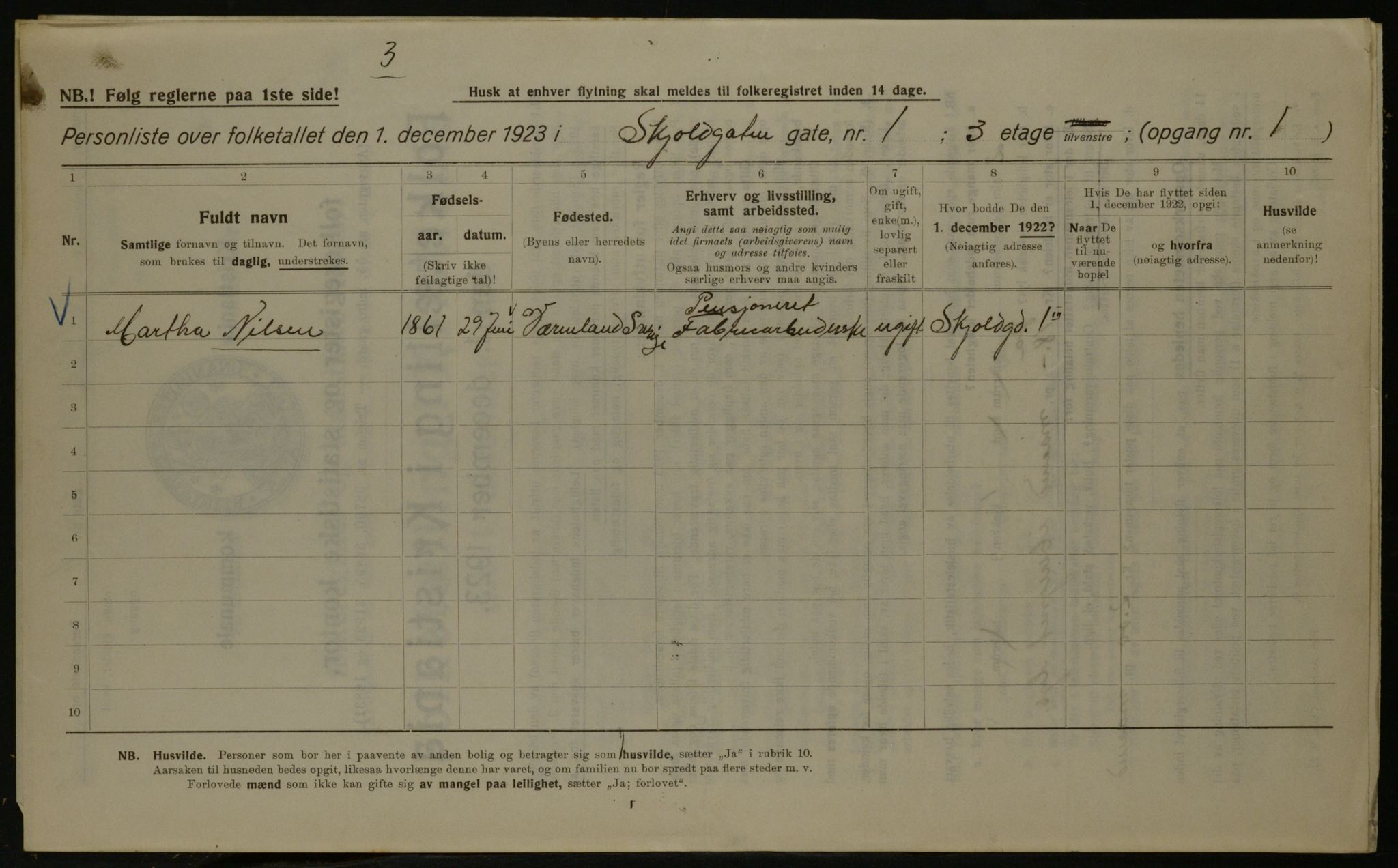 OBA, Kommunal folketelling 1.12.1923 for Kristiania, 1923, s. 106446