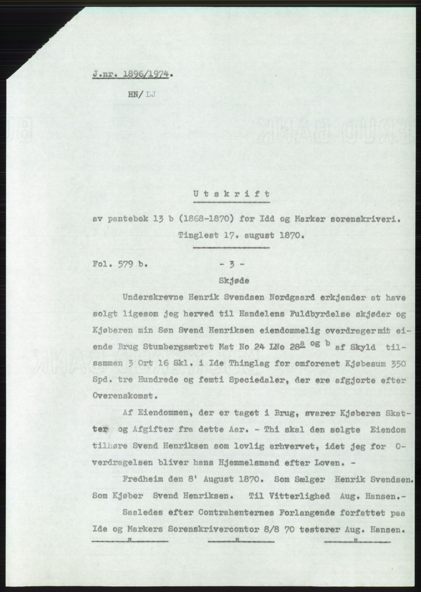 Statsarkivet i Oslo, SAO/A-10621/Z/Zd/L0033: Avskrifter, j.nr 15-2287/1974, 1974, s. 456