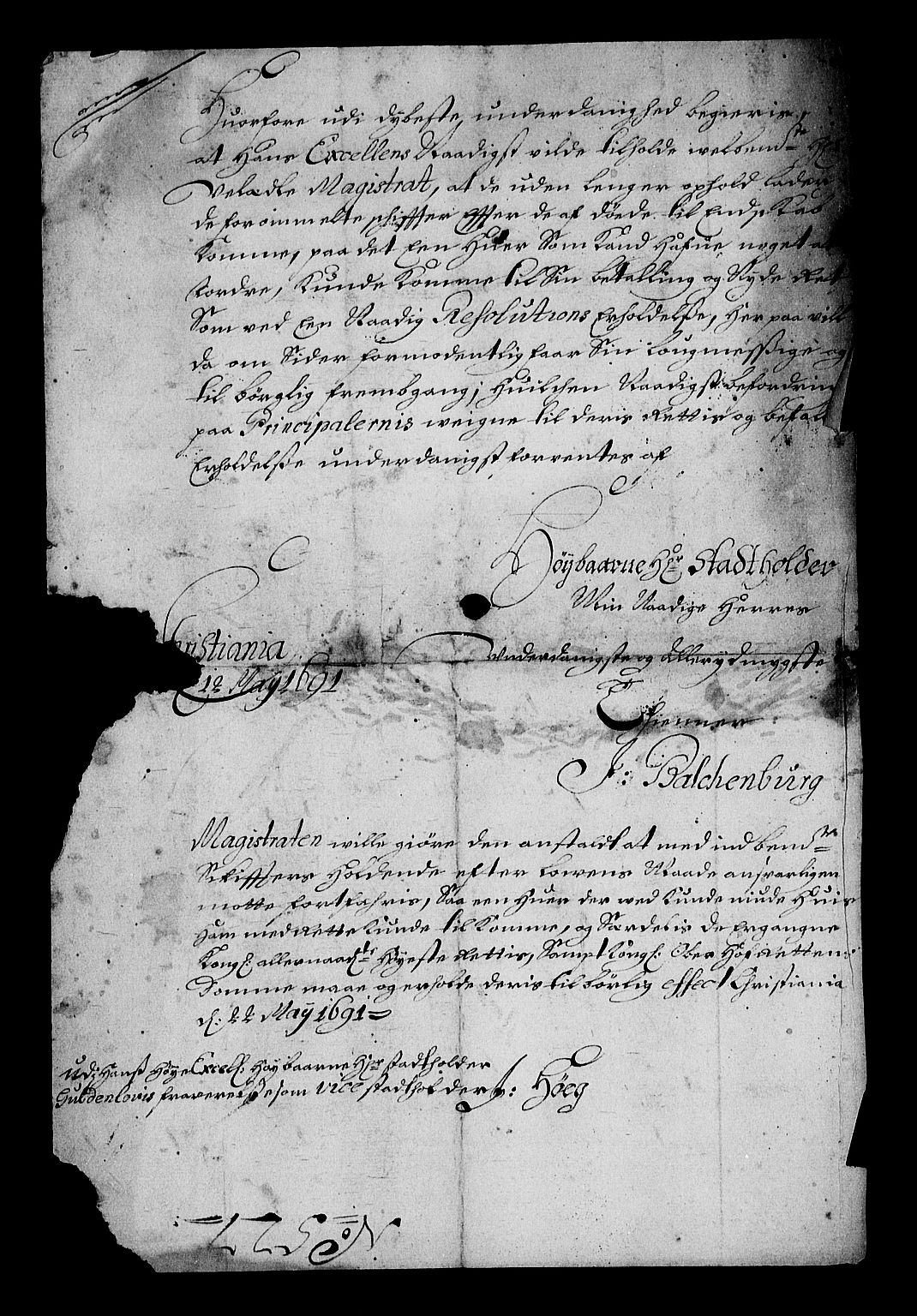 Stattholderembetet 1572-1771, RA/EA-2870/Af/L0004: Avskrifter av vedlegg til originale supplikker, nummerert i samsvar med supplikkbøkene, 1691-1694, s. 242