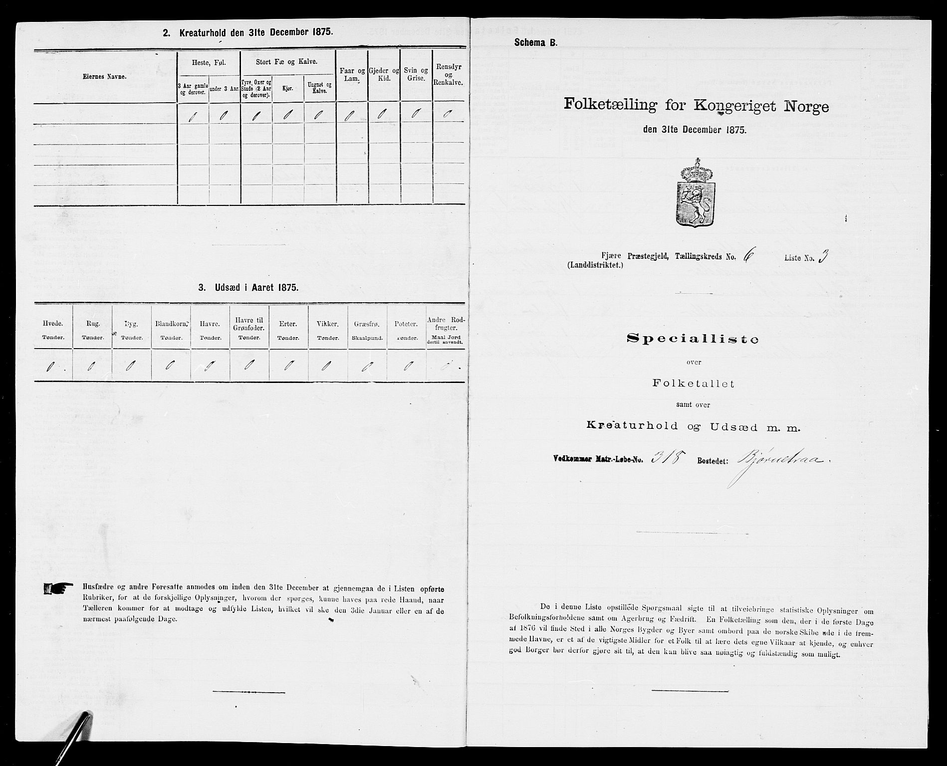 SAK, Folketelling 1875 for 0923L Fjære prestegjeld, Fjære sokn, 1875, s. 1394