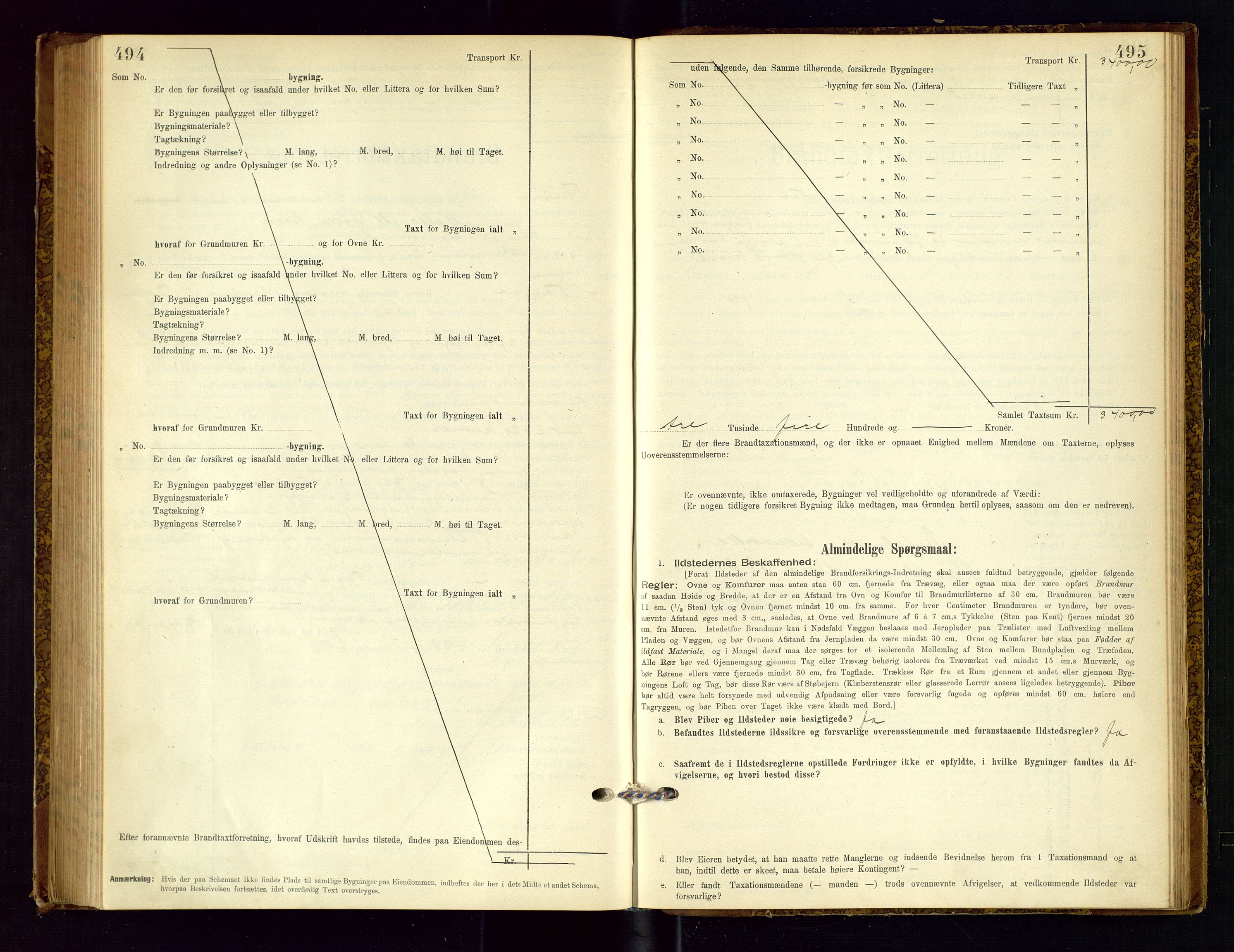 Time lensmannskontor, AV/SAST-A-100420/Gob/L0001: Branntakstprotokoll, 1896-1914, s. 494-495