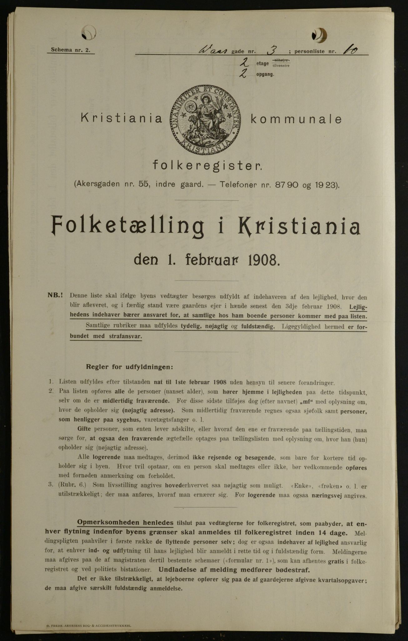 OBA, Kommunal folketelling 1.2.1908 for Kristiania kjøpstad, 1908, s. 16569