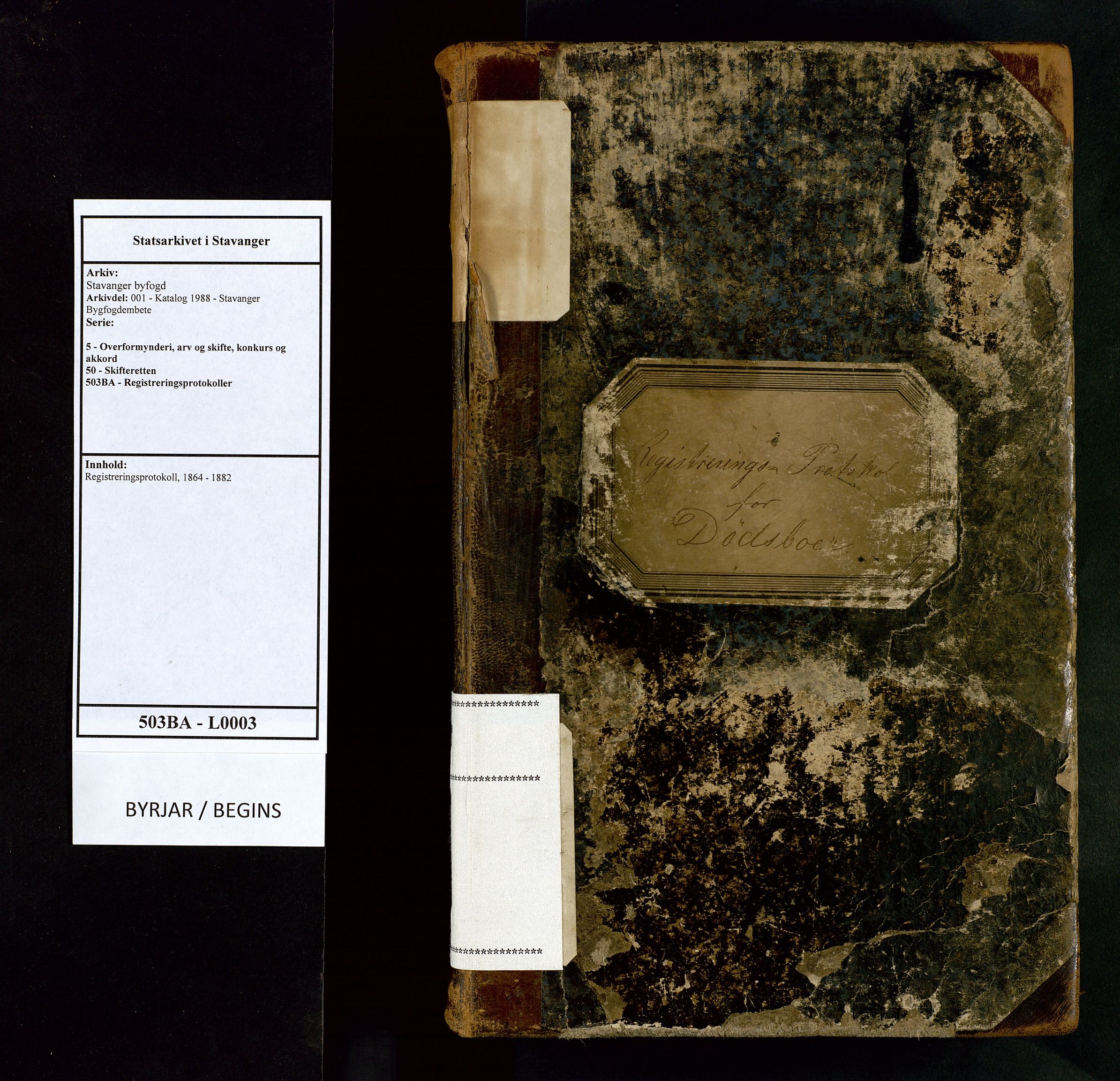 Stavanger byfogd, AV/SAST-A-101408/001/5/50/503BA/L0003: Registreringsprotokoll, 1864-1882