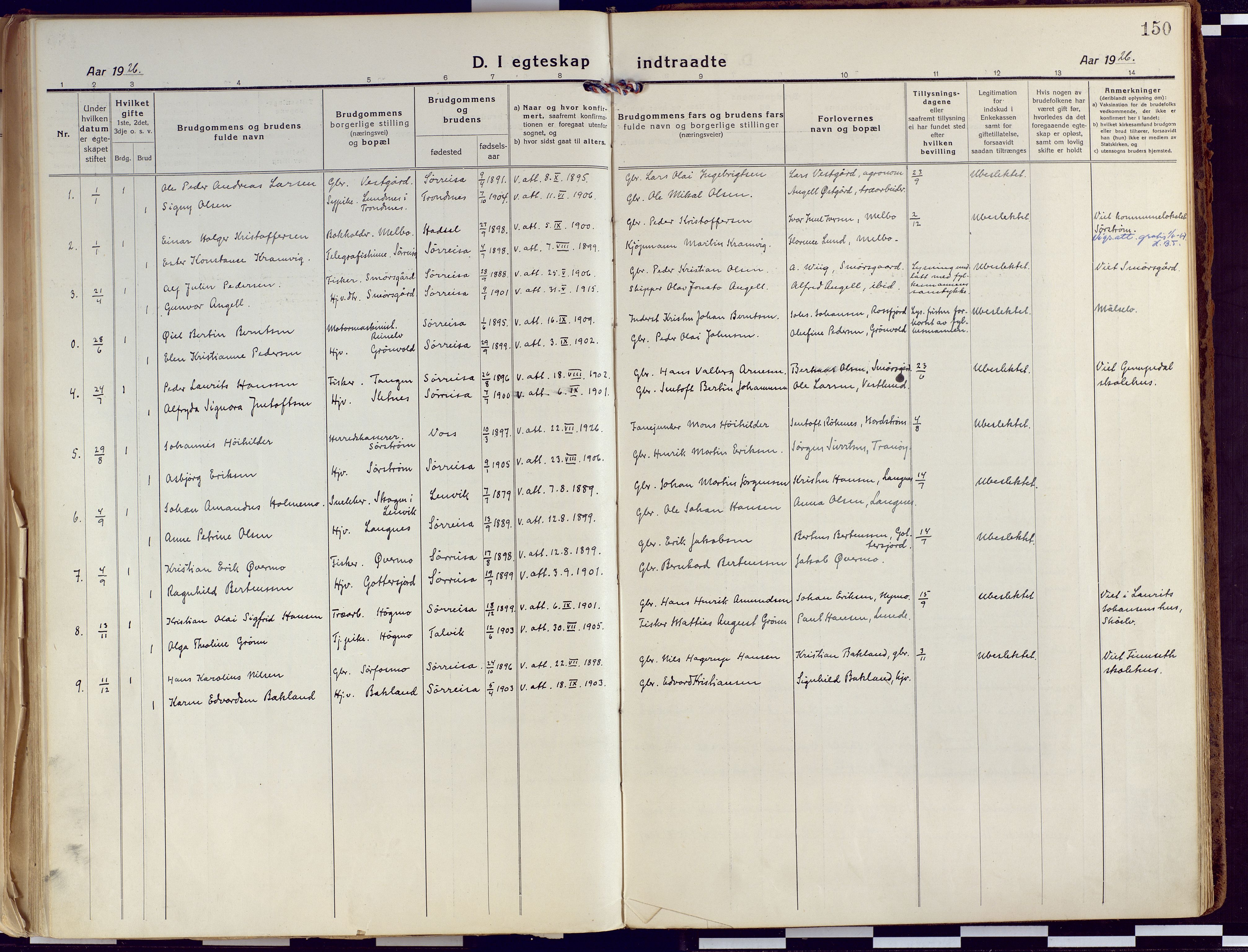 Tranøy sokneprestkontor, SATØ/S-1313/I/Ia/Iaa/L0015kirke: Ministerialbok nr. 15, 1919-1928, s. 150