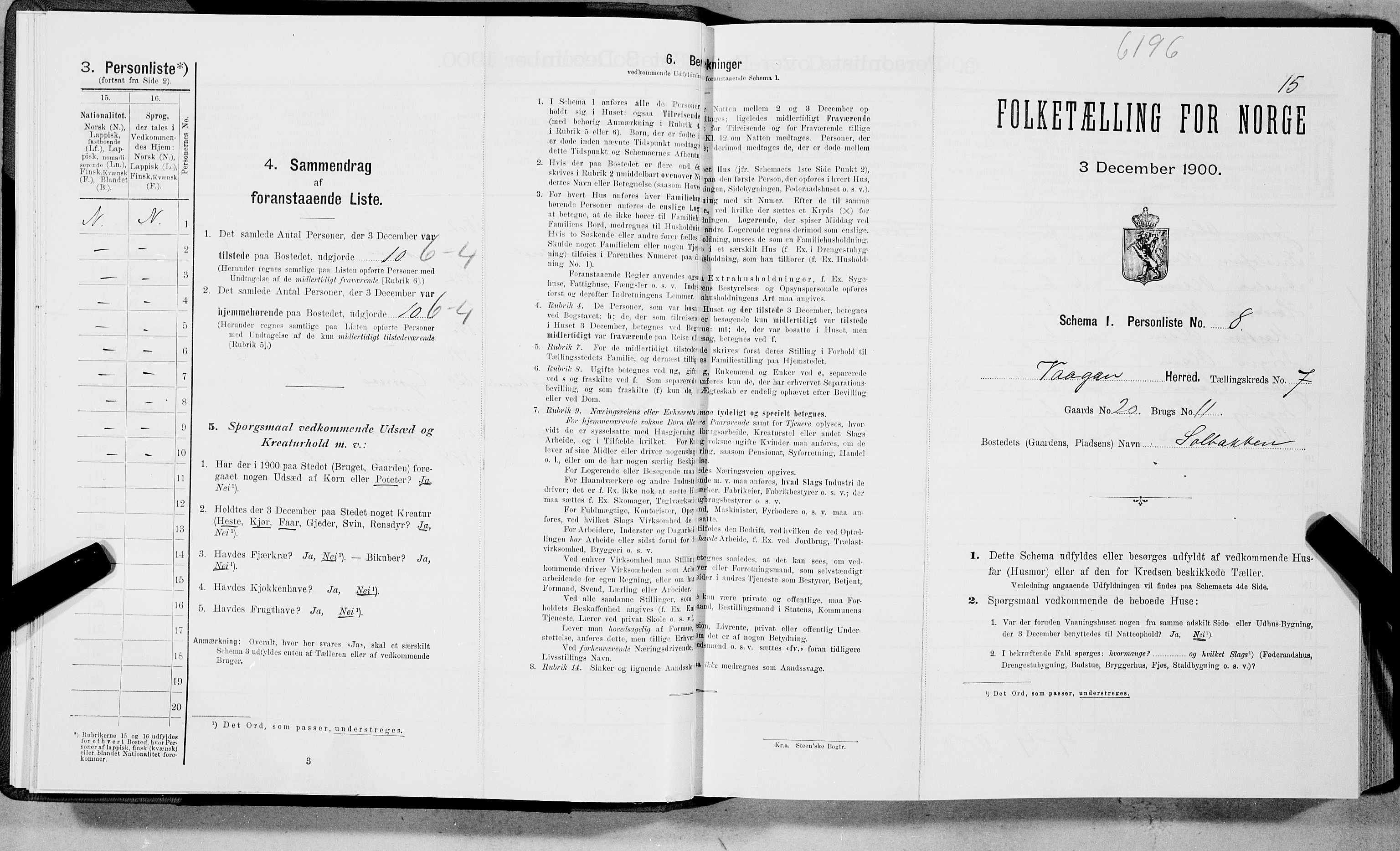 SAT, Folketelling 1900 for 1865 Vågan herred, 1900, s. 913