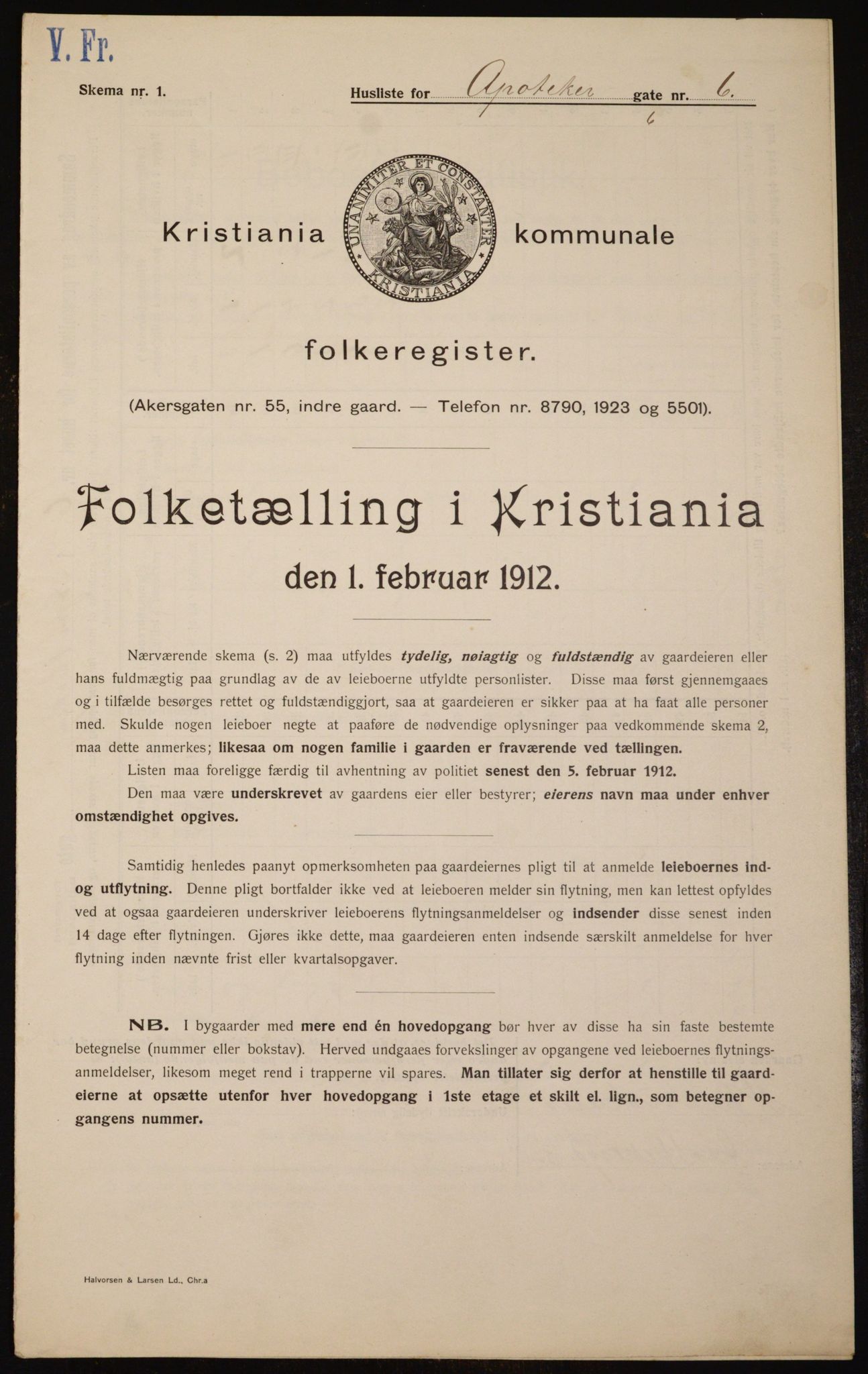 OBA, Kommunal folketelling 1.2.1912 for Kristiania, 1912, s. 1328