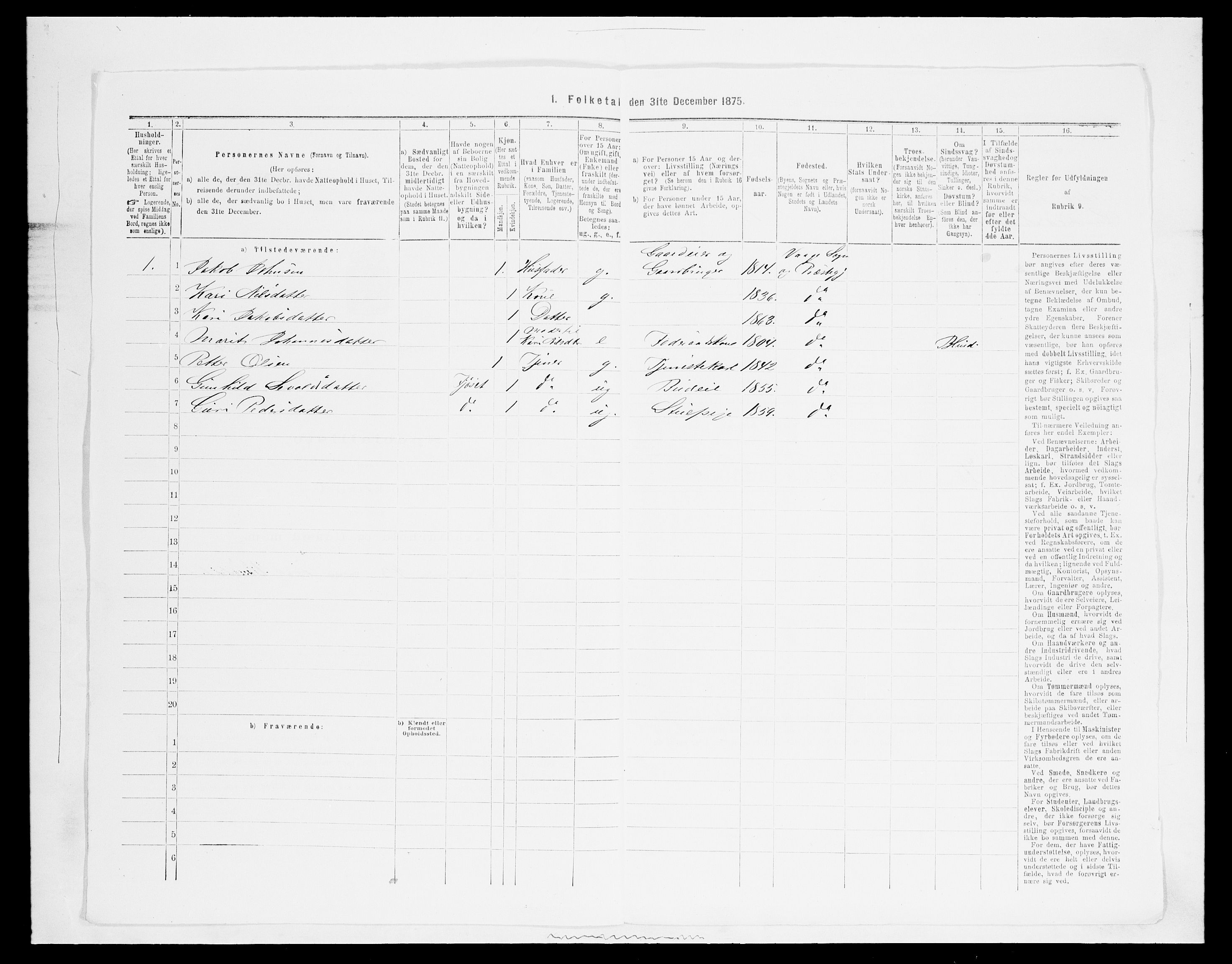 SAH, Folketelling 1875 for 0515P Vågå prestegjeld, 1875, s. 861