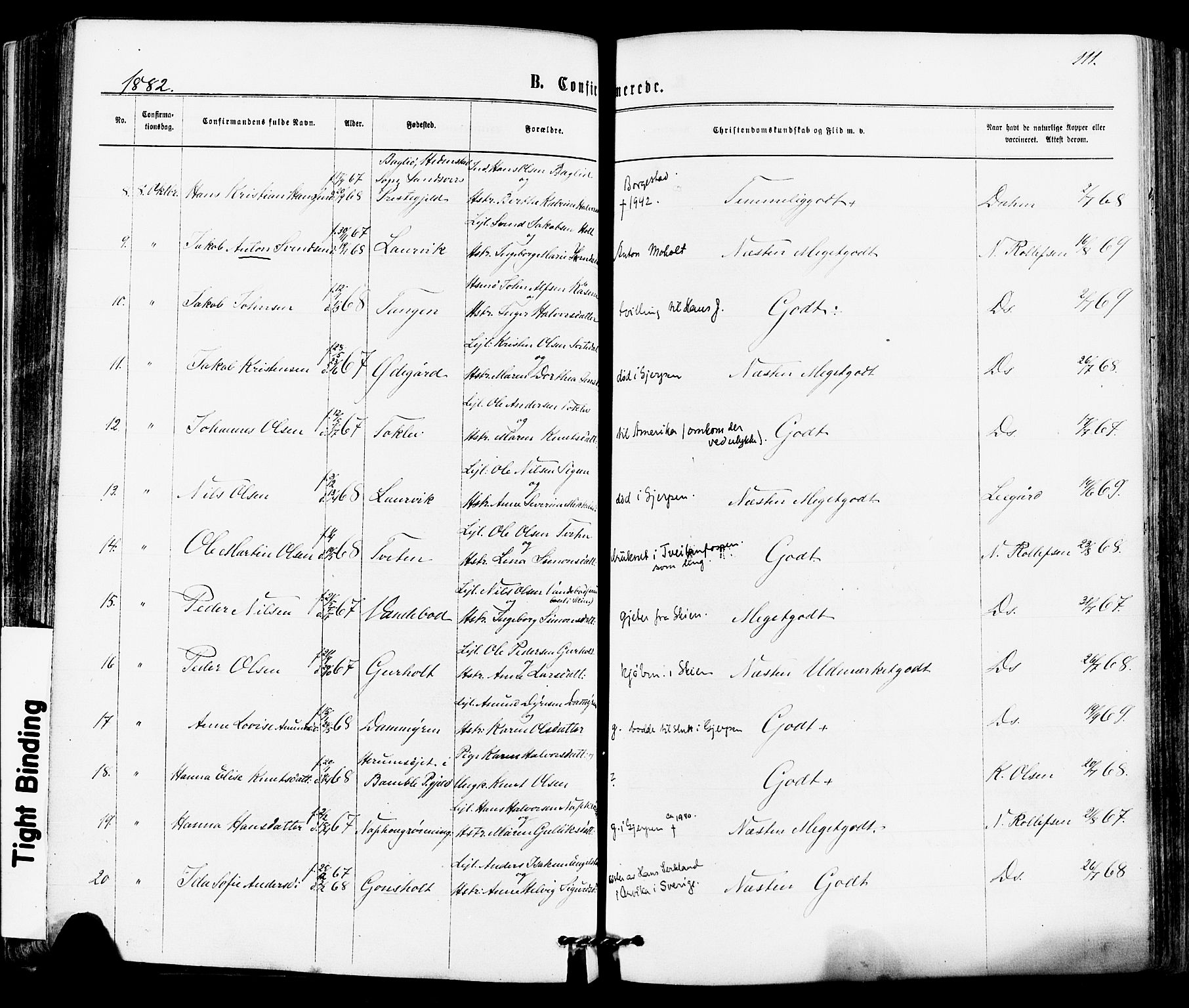 Siljan kirkebøker, AV/SAKO-A-300/F/Fa/L0002: Ministerialbok nr. 2, 1870-1895, s. 111