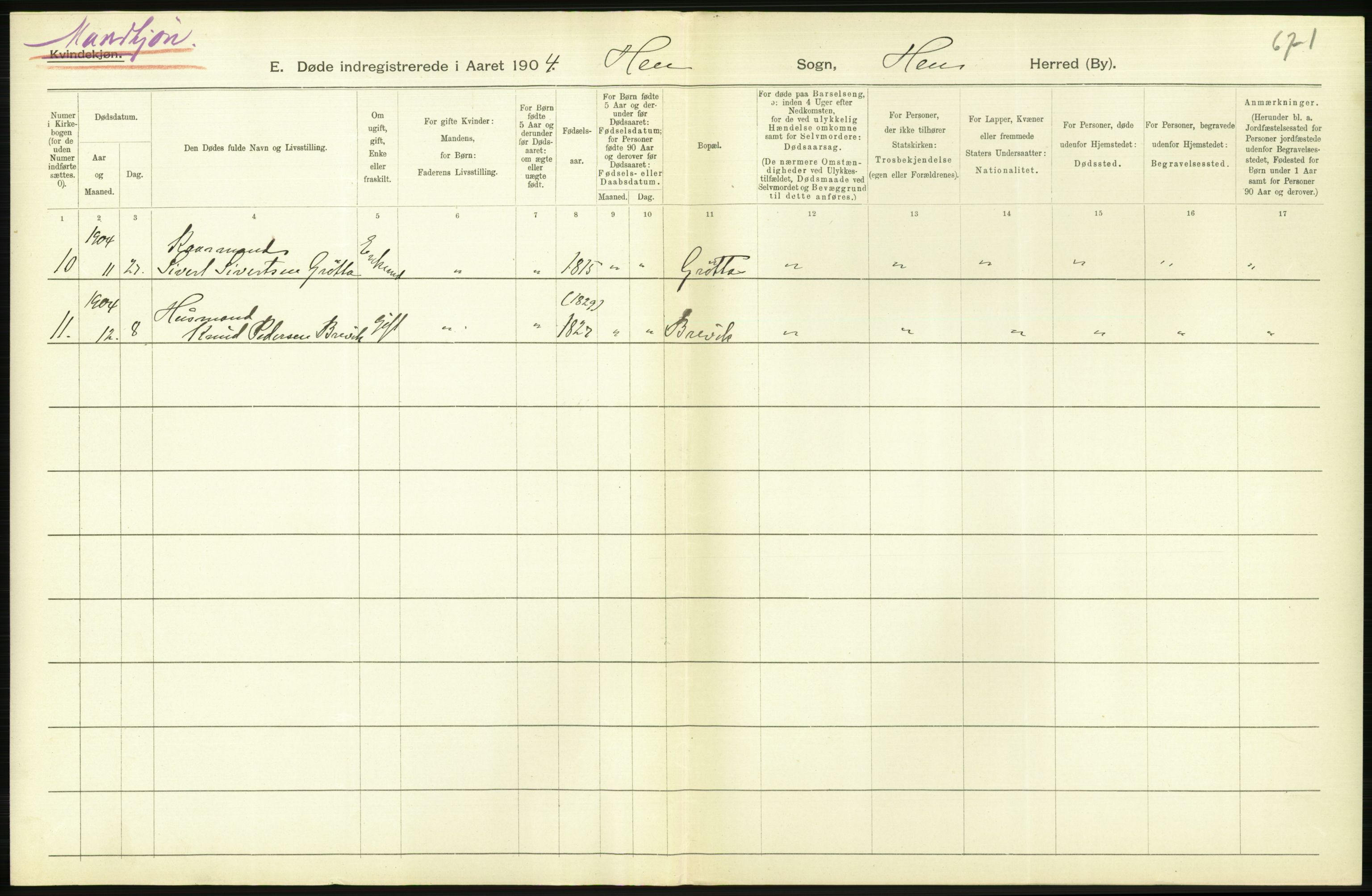 Statistisk sentralbyrå, Sosiodemografiske emner, Befolkning, AV/RA-S-2228/D/Df/Dfa/Dfab/L0016: Romsdals amt: Fødte, gifte, døde., 1904, s. 1106