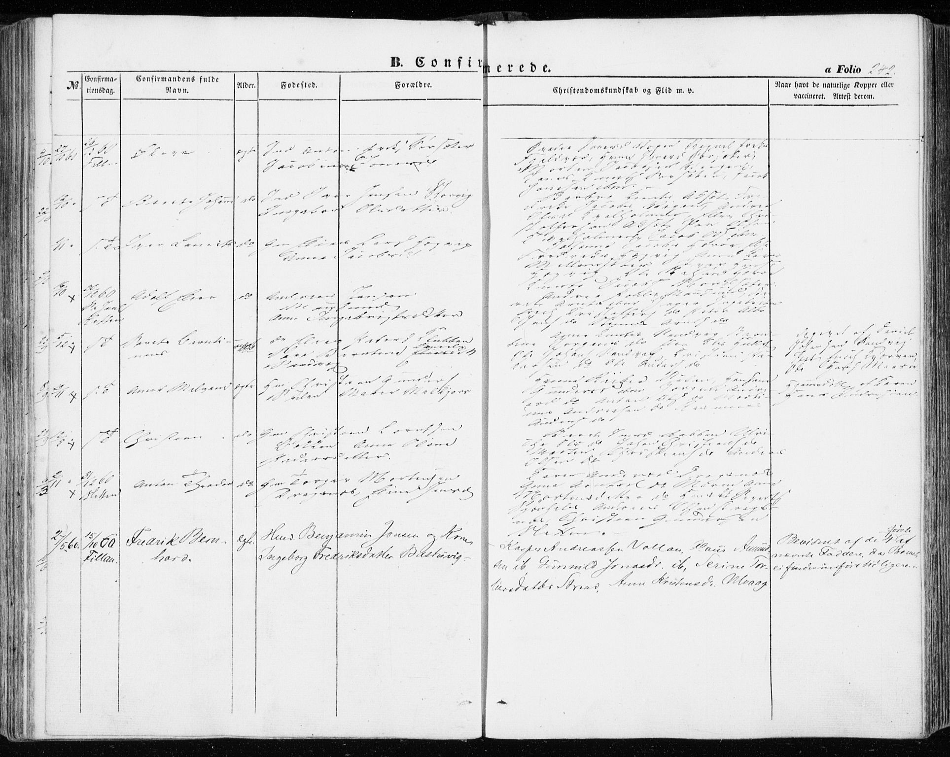 Ministerialprotokoller, klokkerbøker og fødselsregistre - Sør-Trøndelag, SAT/A-1456/634/L0530: Ministerialbok nr. 634A06, 1852-1860, s. 242