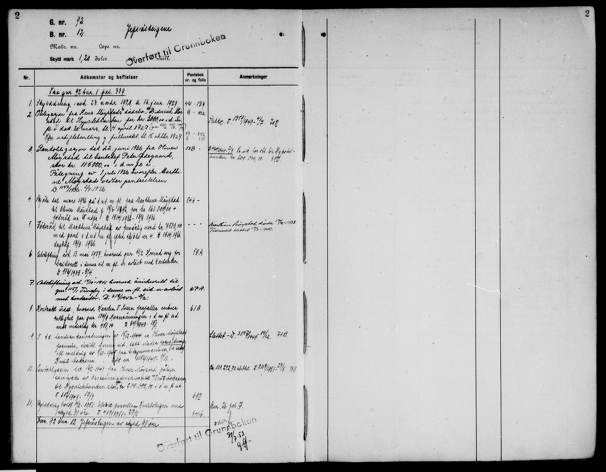 Sør-Østerdal sorenskriveri, SAH/TING-018/H/Ha/Haa/L0028: Panteregister nr. 10, 1922-1954, s. 2