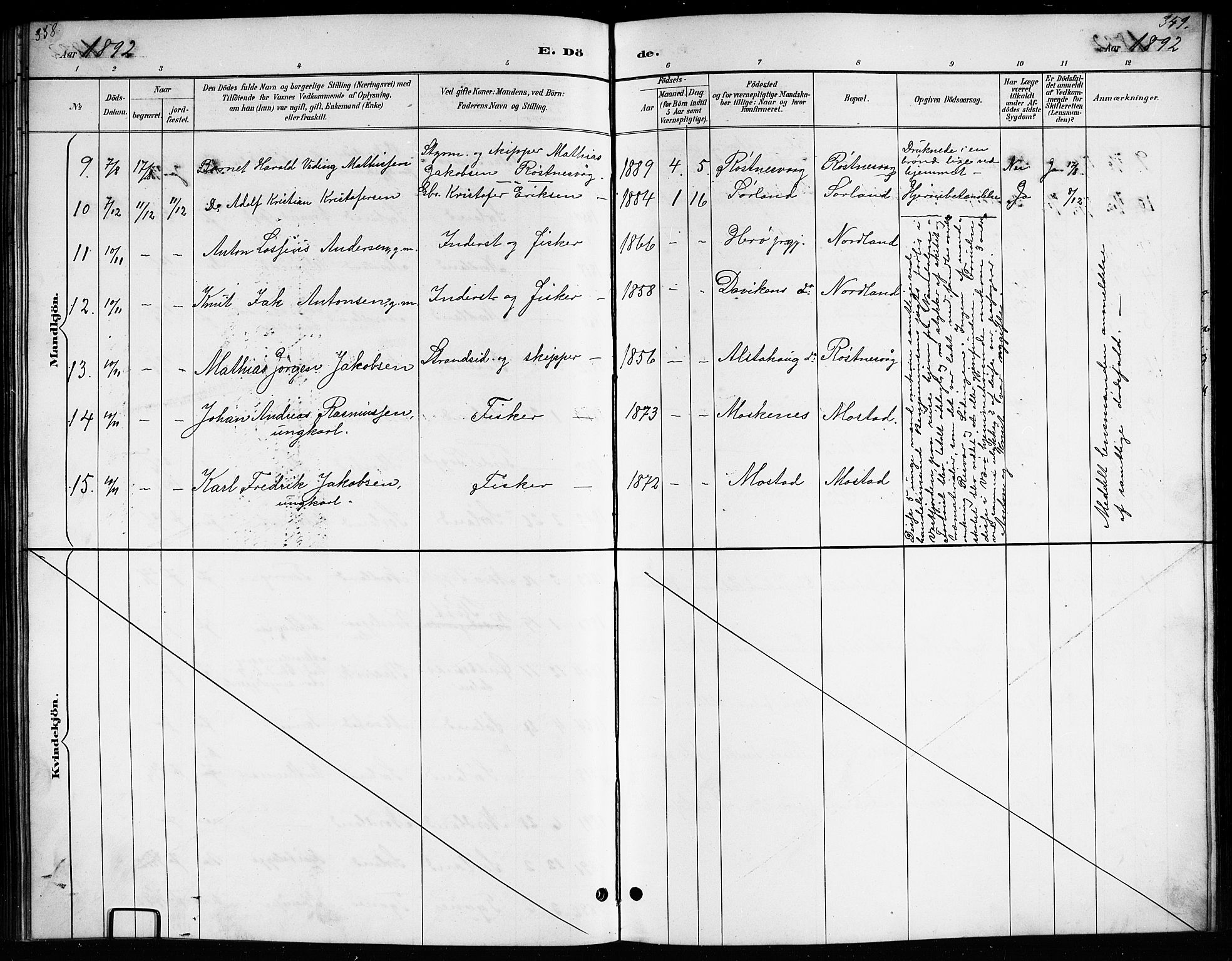 Ministerialprotokoller, klokkerbøker og fødselsregistre - Nordland, AV/SAT-A-1459/807/L0123: Klokkerbok nr. 807C01, 1884-1910, s. 358-359