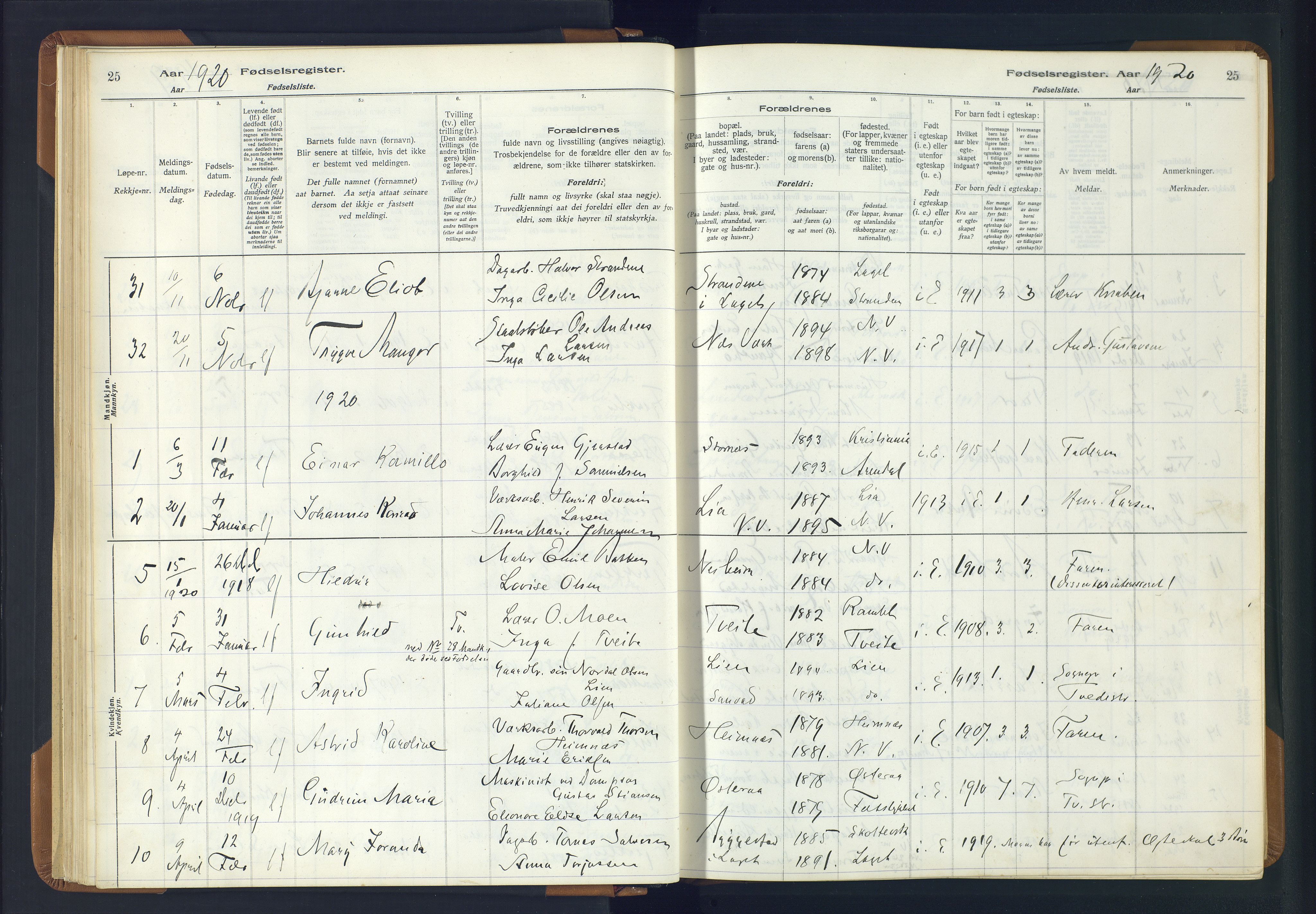 Holt sokneprestkontor, SAK/1111-0021/J/Ja/L0001: Fødselsregister nr. II.4.1, 1916-1946, s. 25