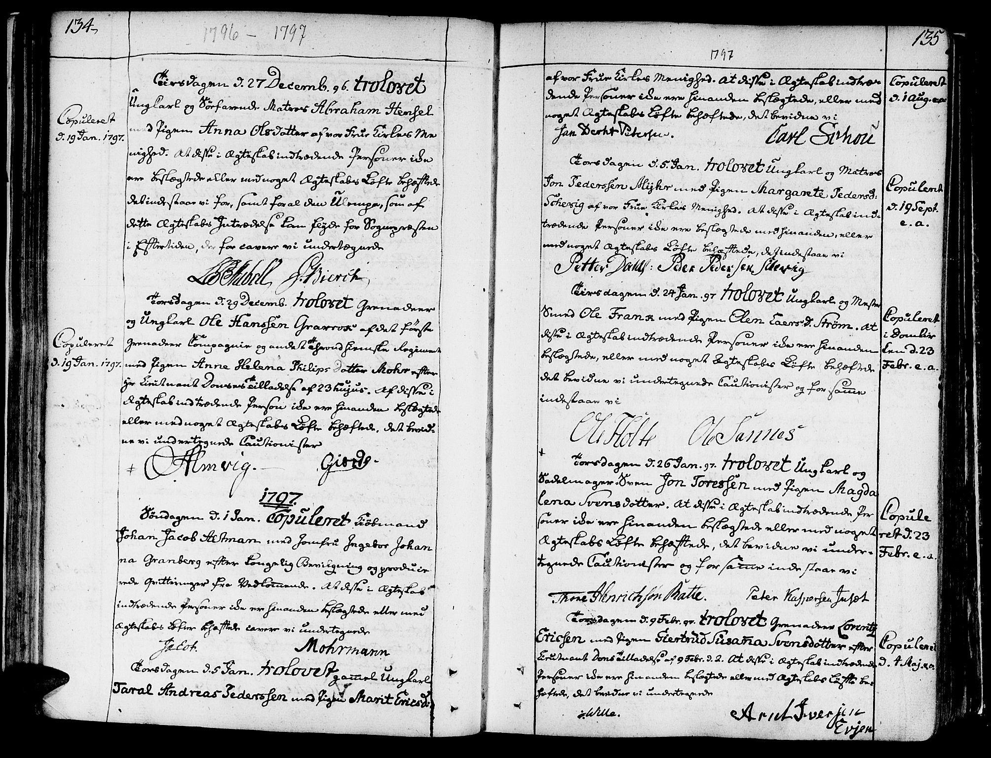 Ministerialprotokoller, klokkerbøker og fødselsregistre - Sør-Trøndelag, AV/SAT-A-1456/602/L0105: Ministerialbok nr. 602A03, 1774-1814, s. 134-135