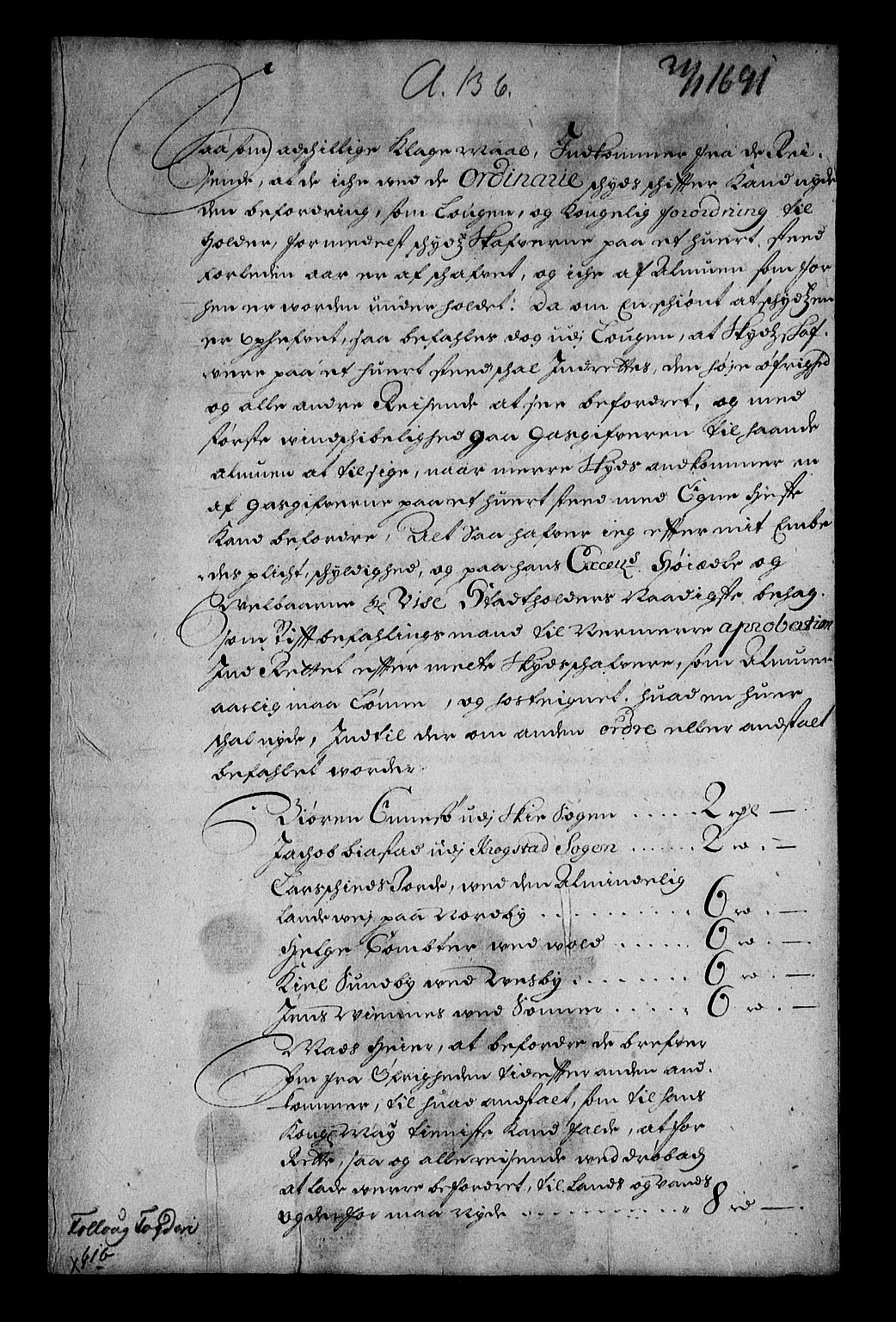 Stattholderembetet 1572-1771, RA/EA-2870/Af/L0004: Avskrifter av vedlegg til originale supplikker, nummerert i samsvar med supplikkbøkene, 1691-1694, s. 12