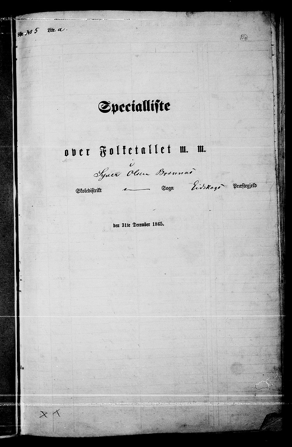 RA, Folketelling 1865 for 0420P Eidskog prestegjeld, 1865, s. 134
