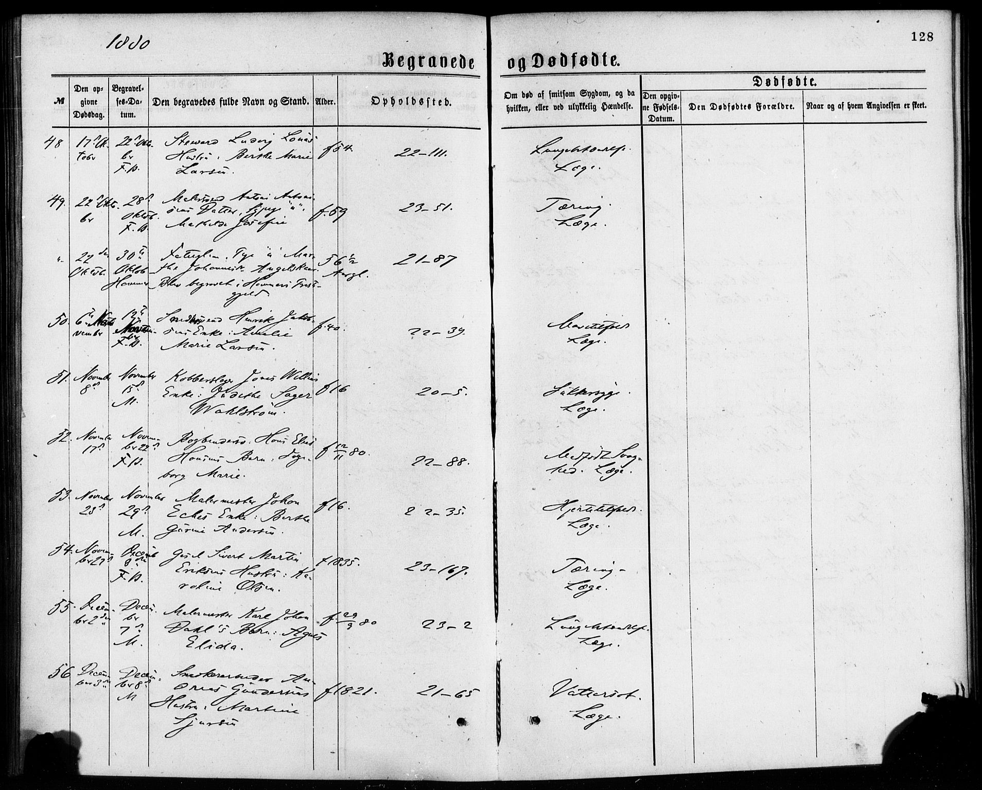 Korskirken sokneprestembete, AV/SAB-A-76101/H/Haa/L0046: Ministerialbok nr. E 4, 1875-1883, s. 128