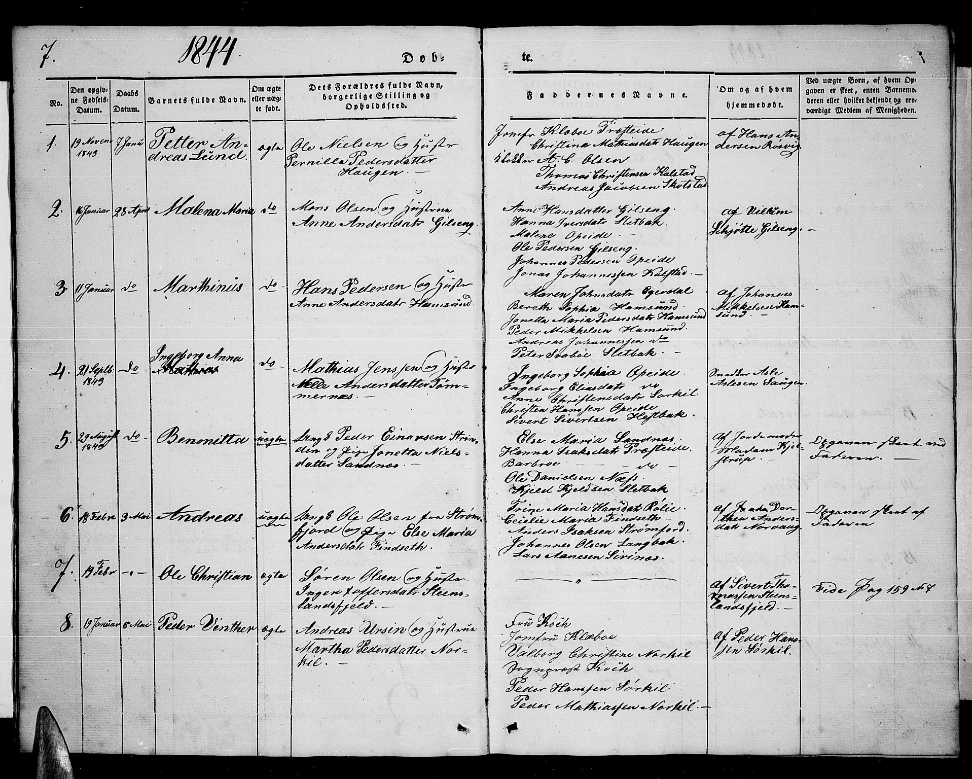 Ministerialprotokoller, klokkerbøker og fødselsregistre - Nordland, AV/SAT-A-1459/859/L0856: Klokkerbok nr. 859C02, 1843-1854, s. 7