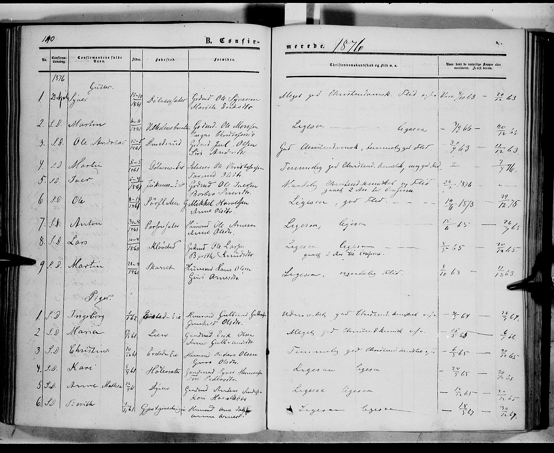 Sør-Aurdal prestekontor, AV/SAH-PREST-128/H/Ha/Haa/L0005: Ministerialbok nr. 5, 1849-1876, s. 140