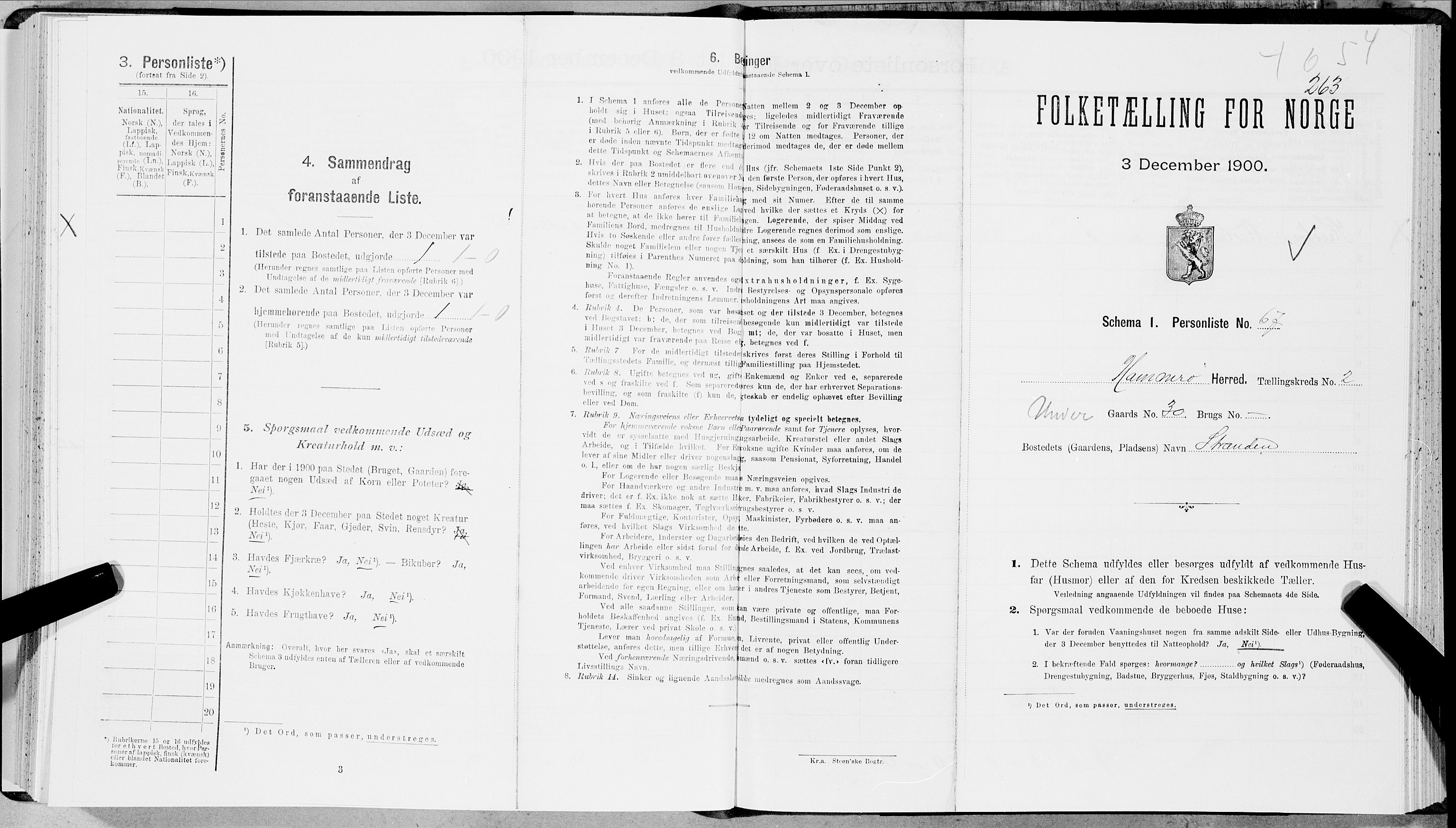 SAT, Folketelling 1900 for 1849 Hamarøy herred, 1900, s. 281