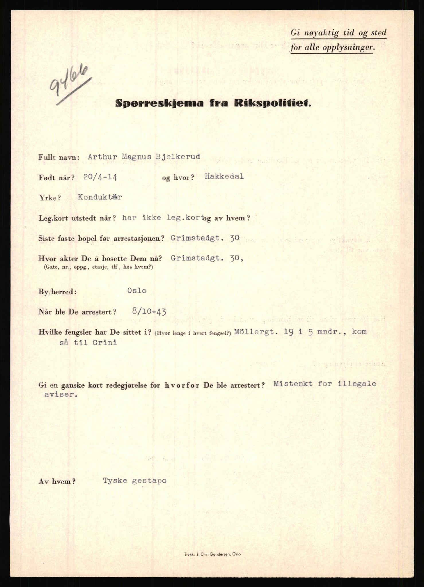 Rikspolitisjefen, AV/RA-S-1560/L/L0002: Berg, Alf - Bråthen, Thorleif, 1940-1945, s. 438