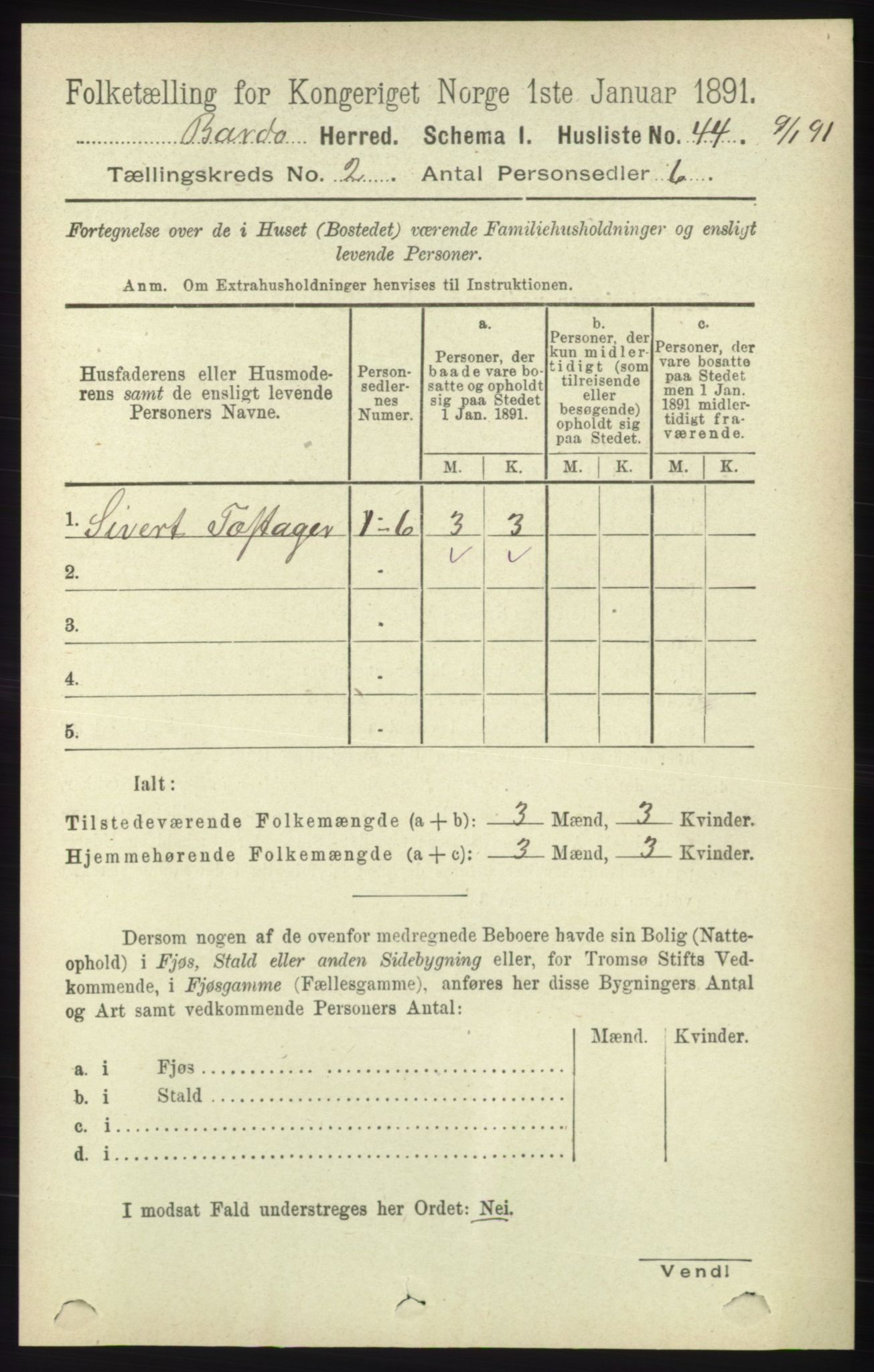 RA, Folketelling 1891 for 1922 Bardu herred, 1891, s. 476