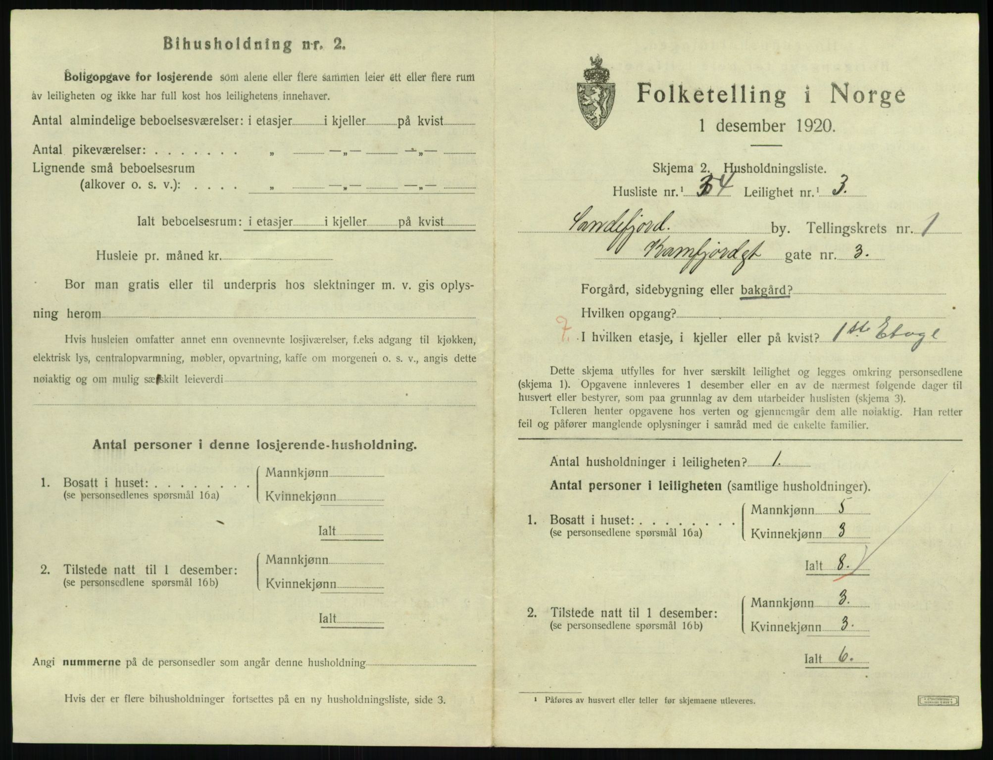 SAKO, Folketelling 1920 for 0706 Sandefjord kjøpstad, 1920, s. 1472