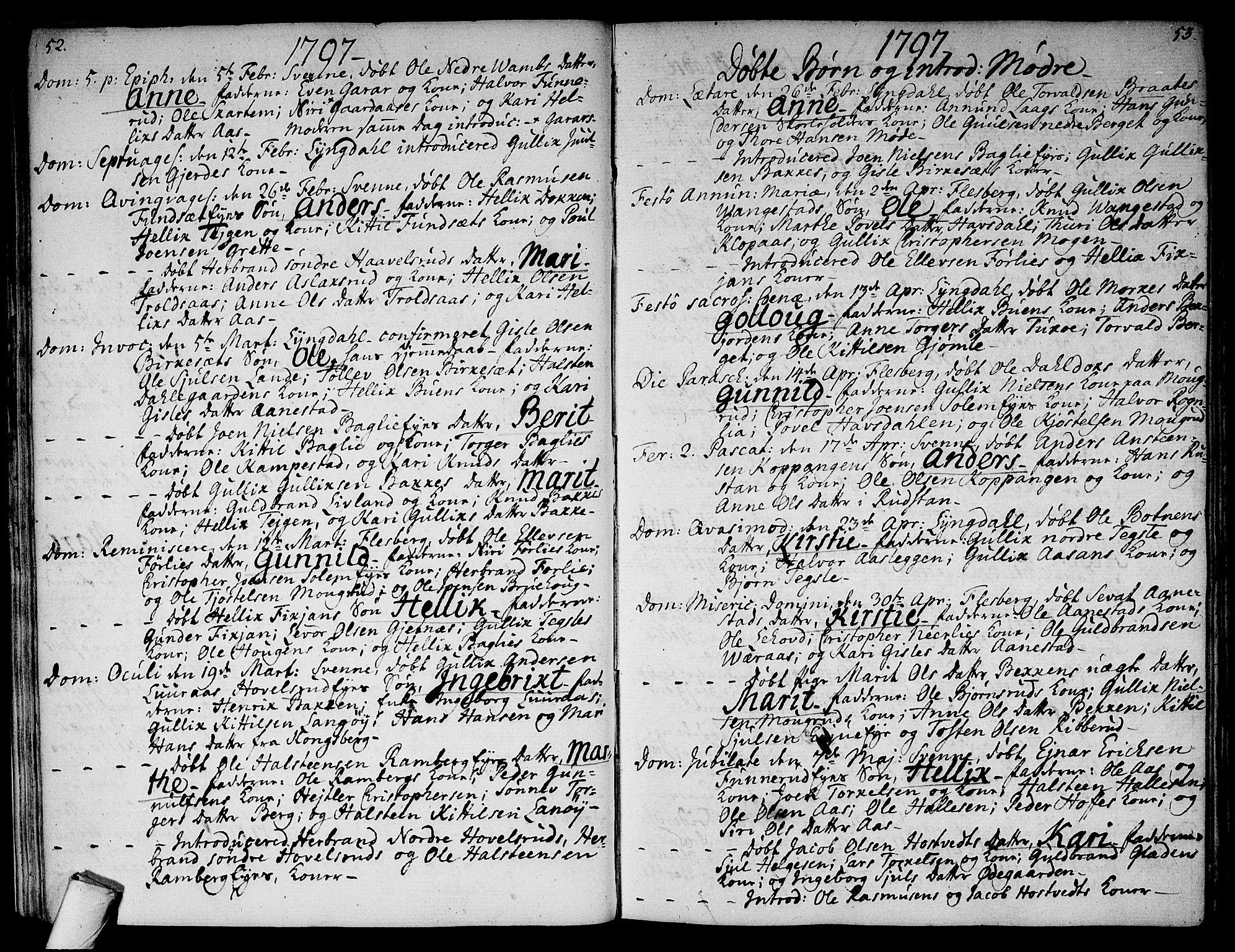 Flesberg kirkebøker, AV/SAKO-A-18/F/Fa/L0004: Ministerialbok nr. I 4, 1788-1815, s. 52-53