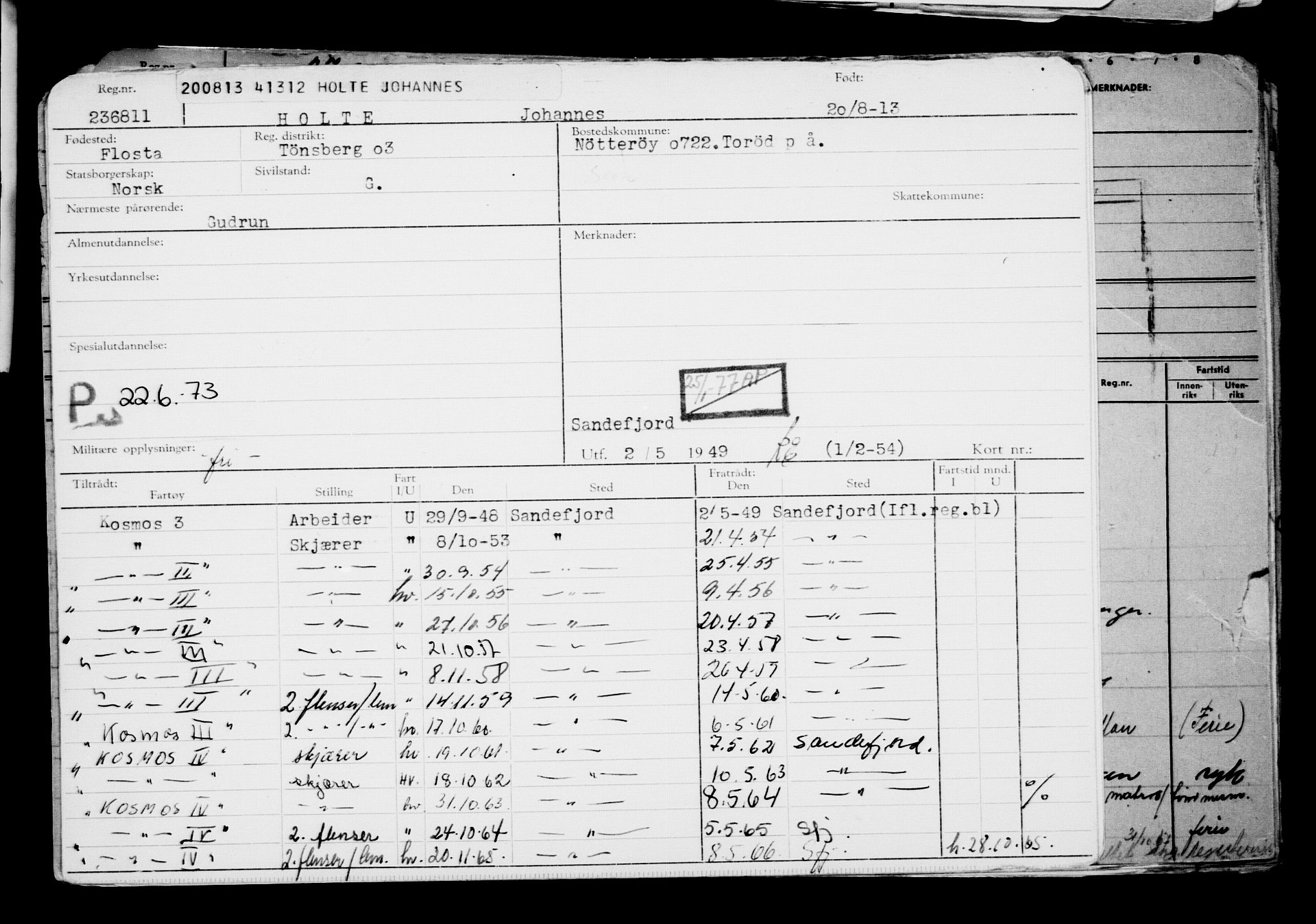 Direktoratet for sjømenn, AV/RA-S-3545/G/Gb/L0114: Hovedkort, 1913, s. 773