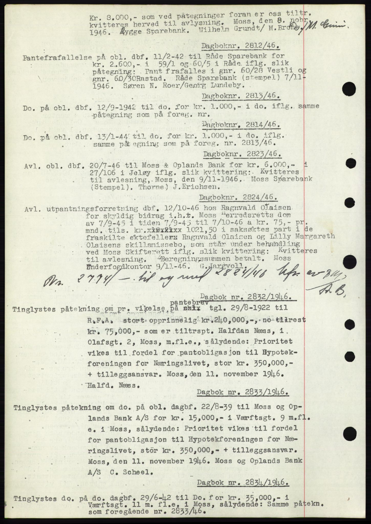Moss sorenskriveri, SAO/A-10168: Pantebok nr. C10, 1938-1950, Dagboknr: 2812/1946