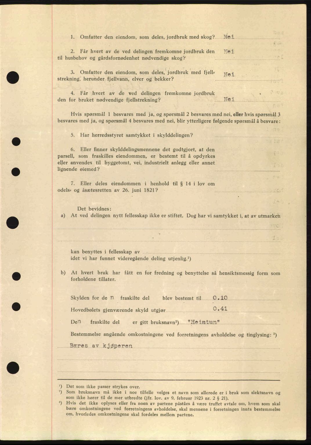 Nordre Sunnmøre sorenskriveri, AV/SAT-A-0006/1/2/2C/2Ca: Pantebok nr. A11, 1941-1941, Dagboknr: 1374/1941