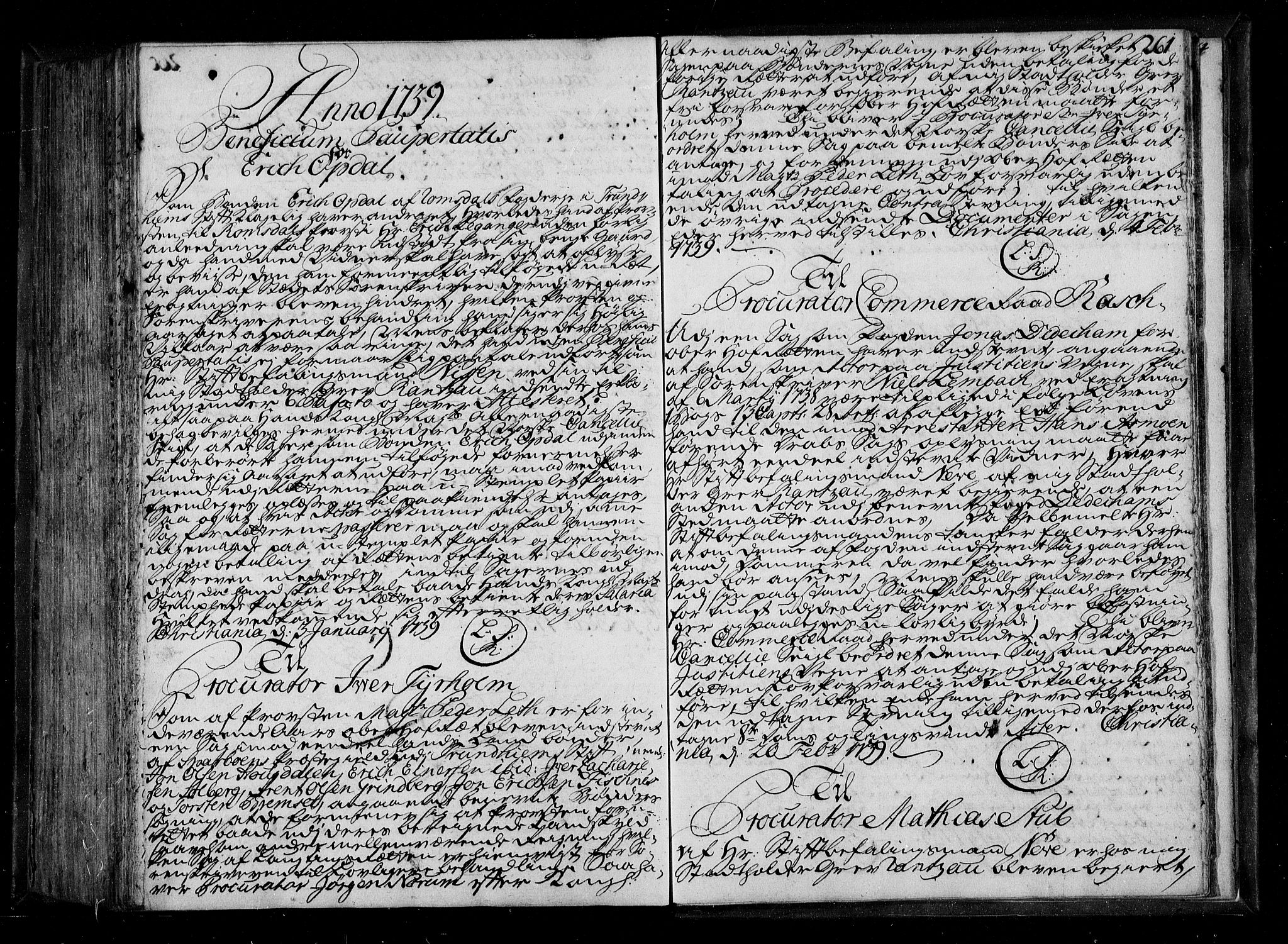 Stattholderembetet 1572-1771, RA/EA-2870/Be/L0011: Kopibok for beneficia paupertatis, 1726-1739, s. 260b-261a