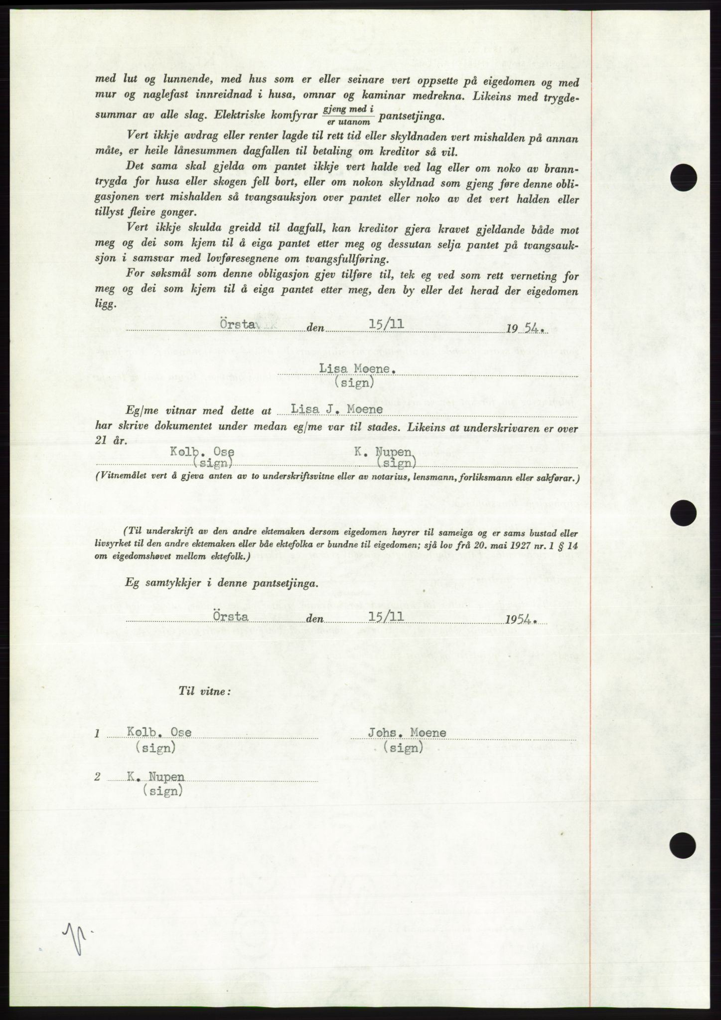 Søre Sunnmøre sorenskriveri, AV/SAT-A-4122/1/2/2C/L0126: Pantebok nr. 14B, 1954-1955, Dagboknr: 1116/1955