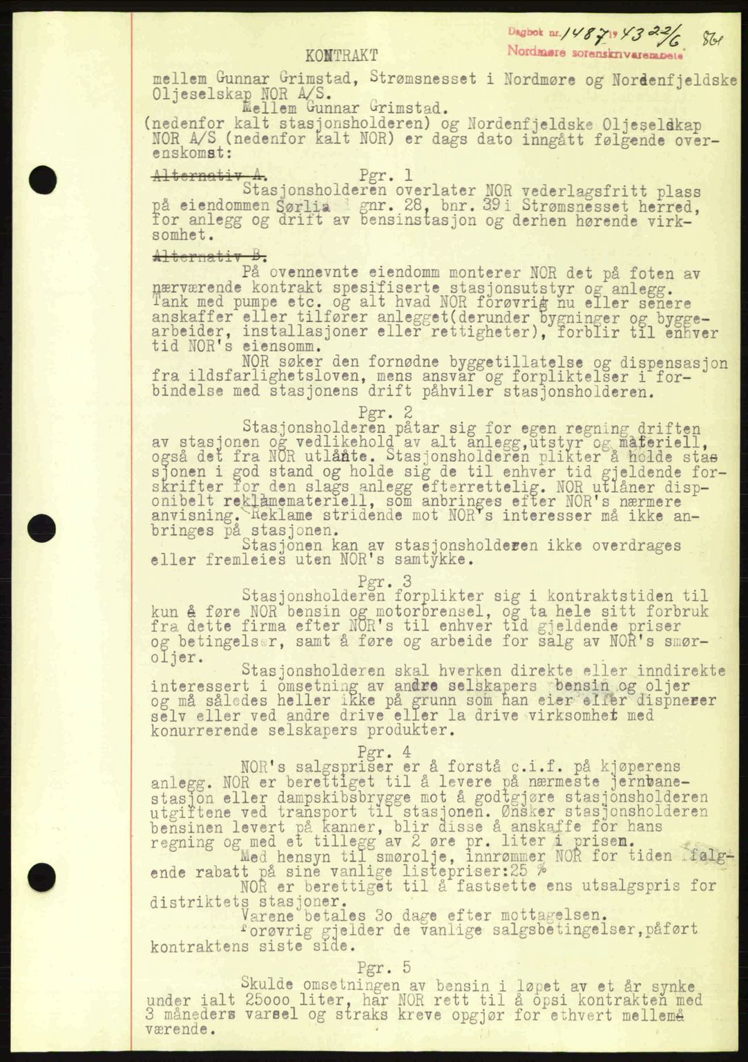 Nordmøre sorenskriveri, SAT/A-4132/1/2/2Ca: Pantebok nr. B90, 1942-1943, Dagboknr: 1487/1943