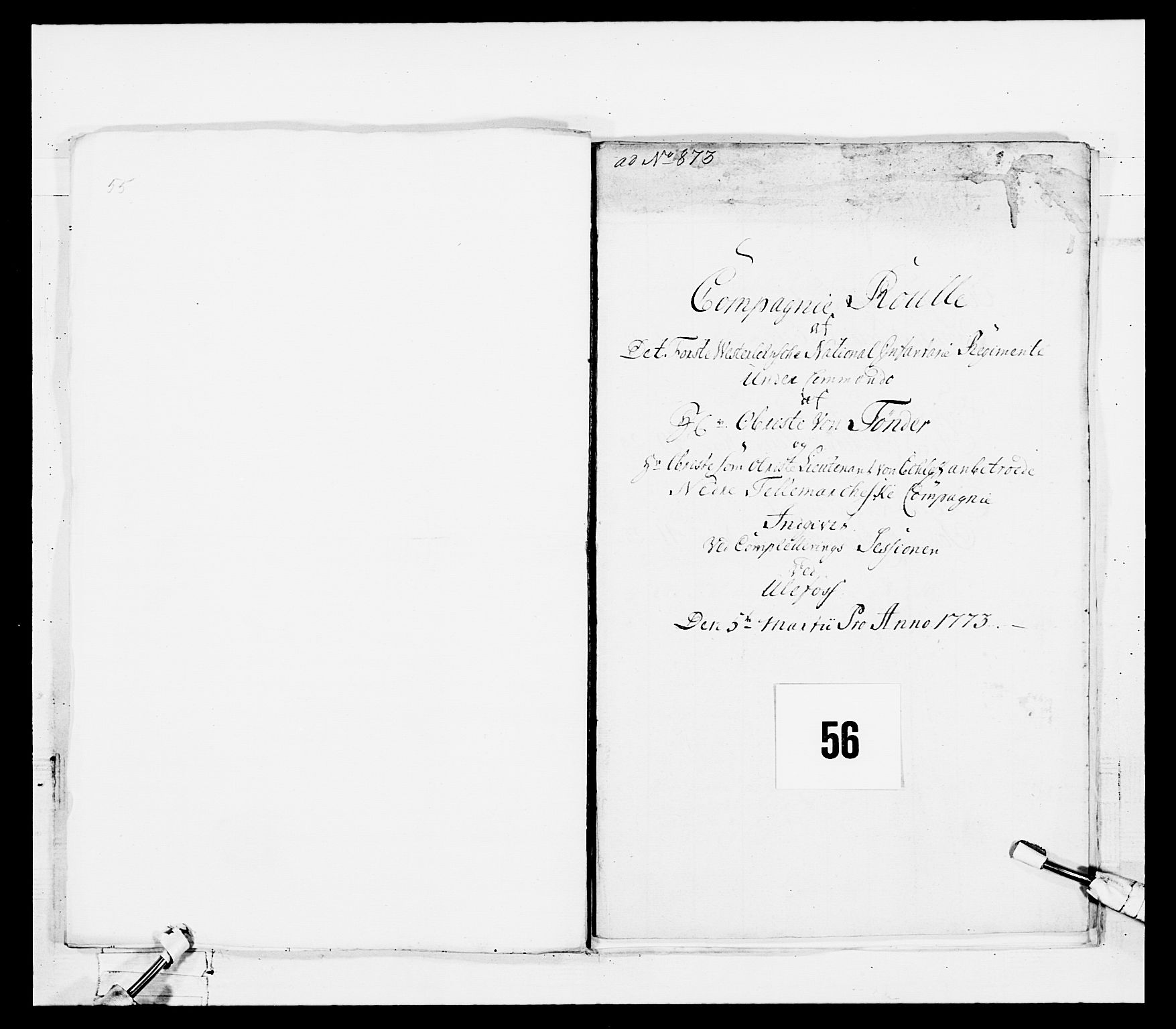 Generalitets- og kommissariatskollegiet, Det kongelige norske kommissariatskollegium, RA/EA-5420/E/Eh/L0101: 1. Vesterlenske nasjonale infanteriregiment, 1766-1777, s. 403