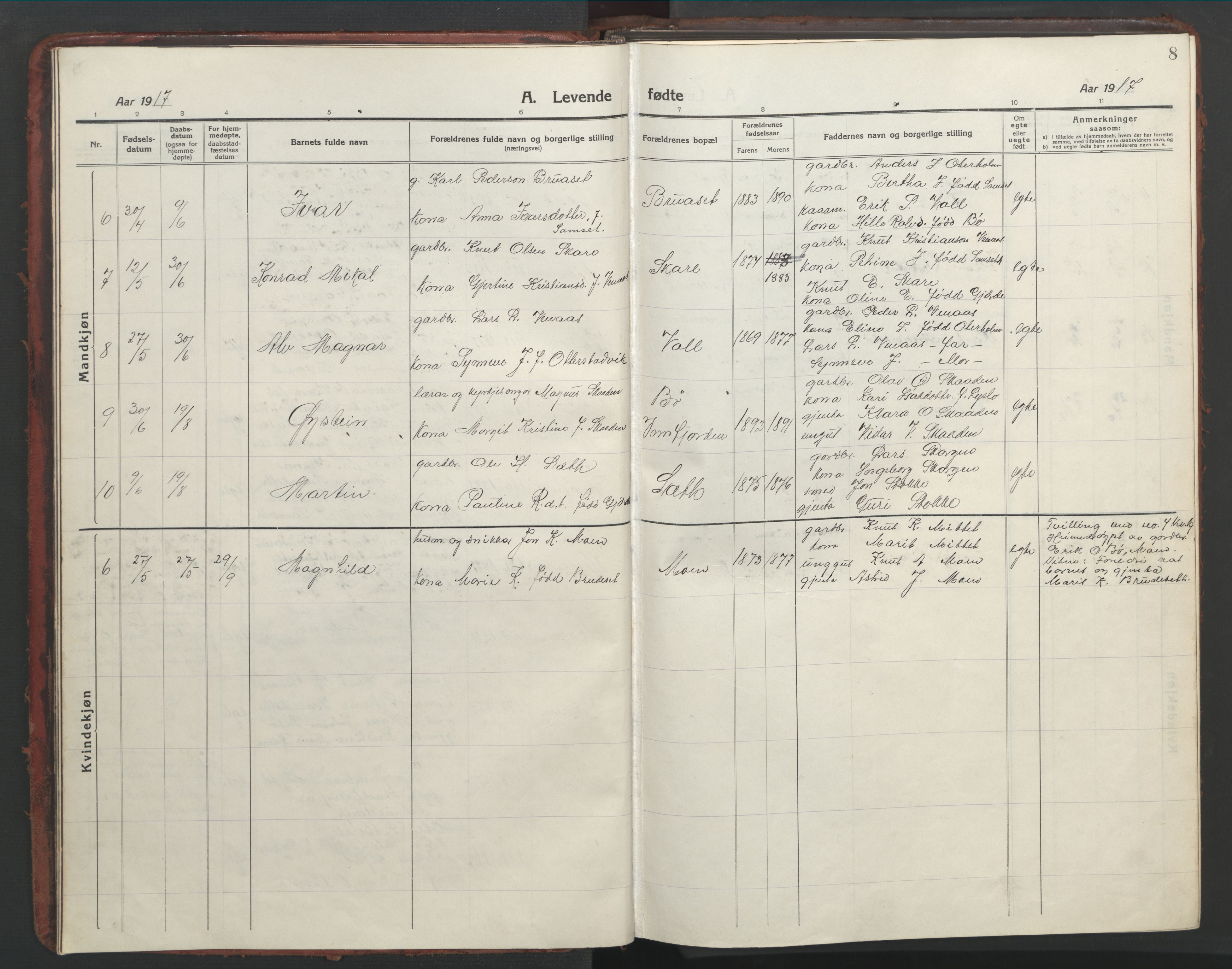 Ministerialprotokoller, klokkerbøker og fødselsregistre - Møre og Romsdal, AV/SAT-A-1454/543/L0565: Klokkerbok nr. 543C03, 1916-1955, s. 8