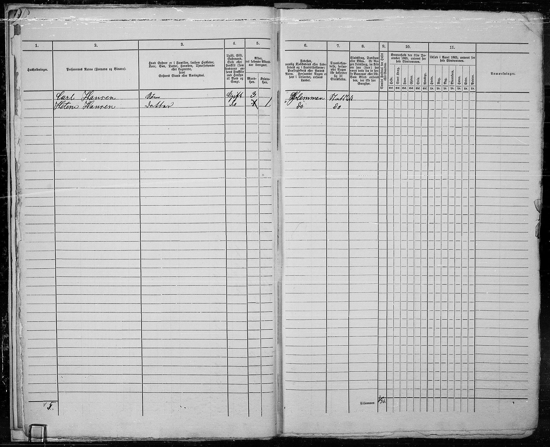 RA, Folketelling 1865 for 0103B Fredrikstad prestegjeld, Fredrikstad kjøpstad, 1865, s. 13